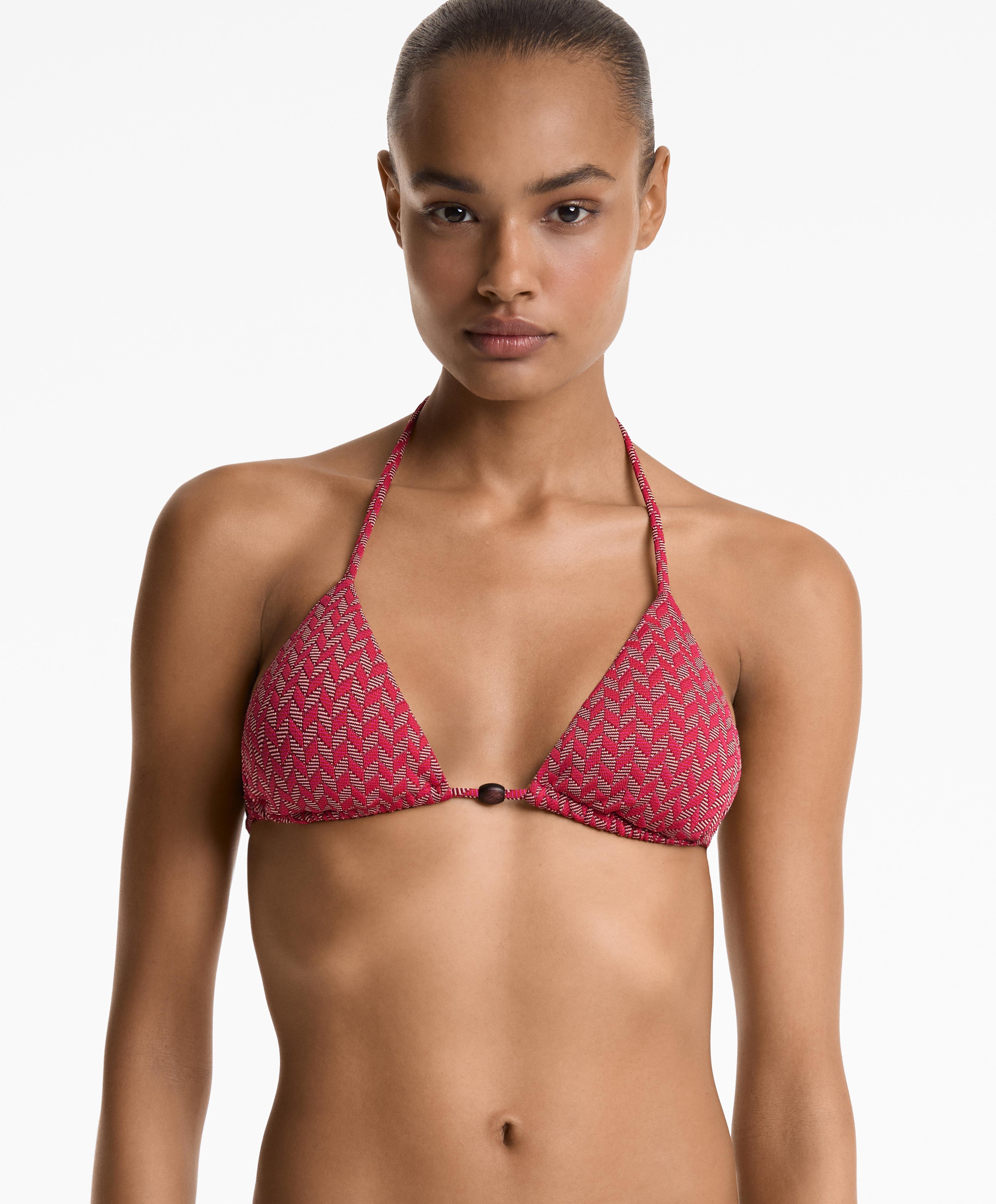Jacquard triangle bikini top