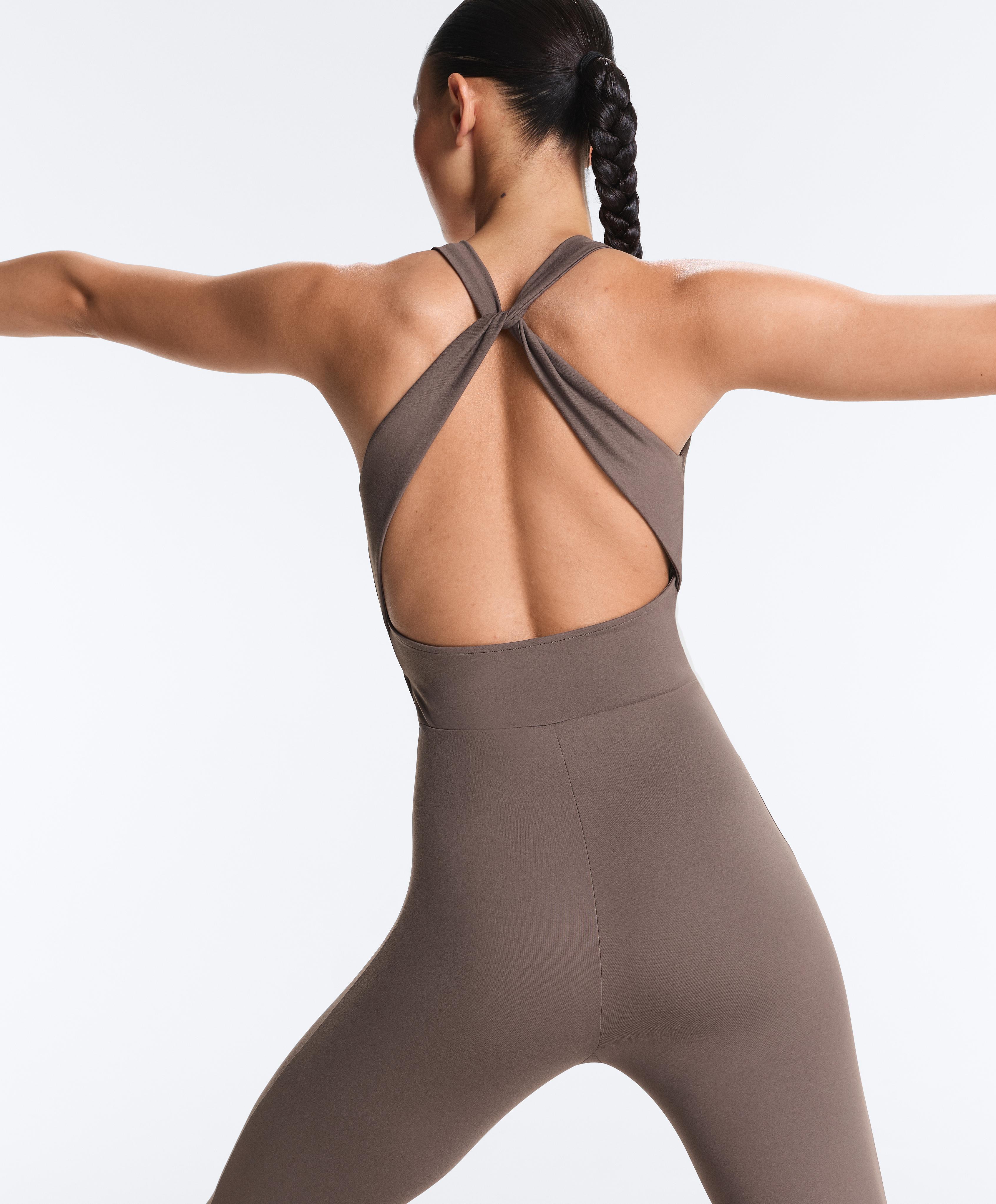 Crossover Comfortlux long flare jumpsuit — TAUPE-GREY 