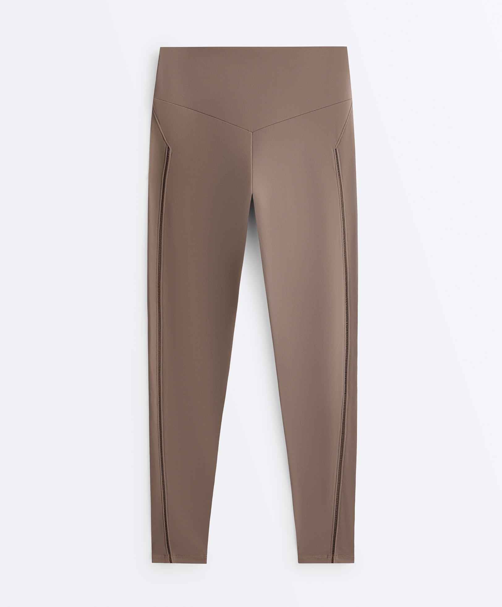 Comfortlux high-rise hemstitch ankle-length leggings — MINK