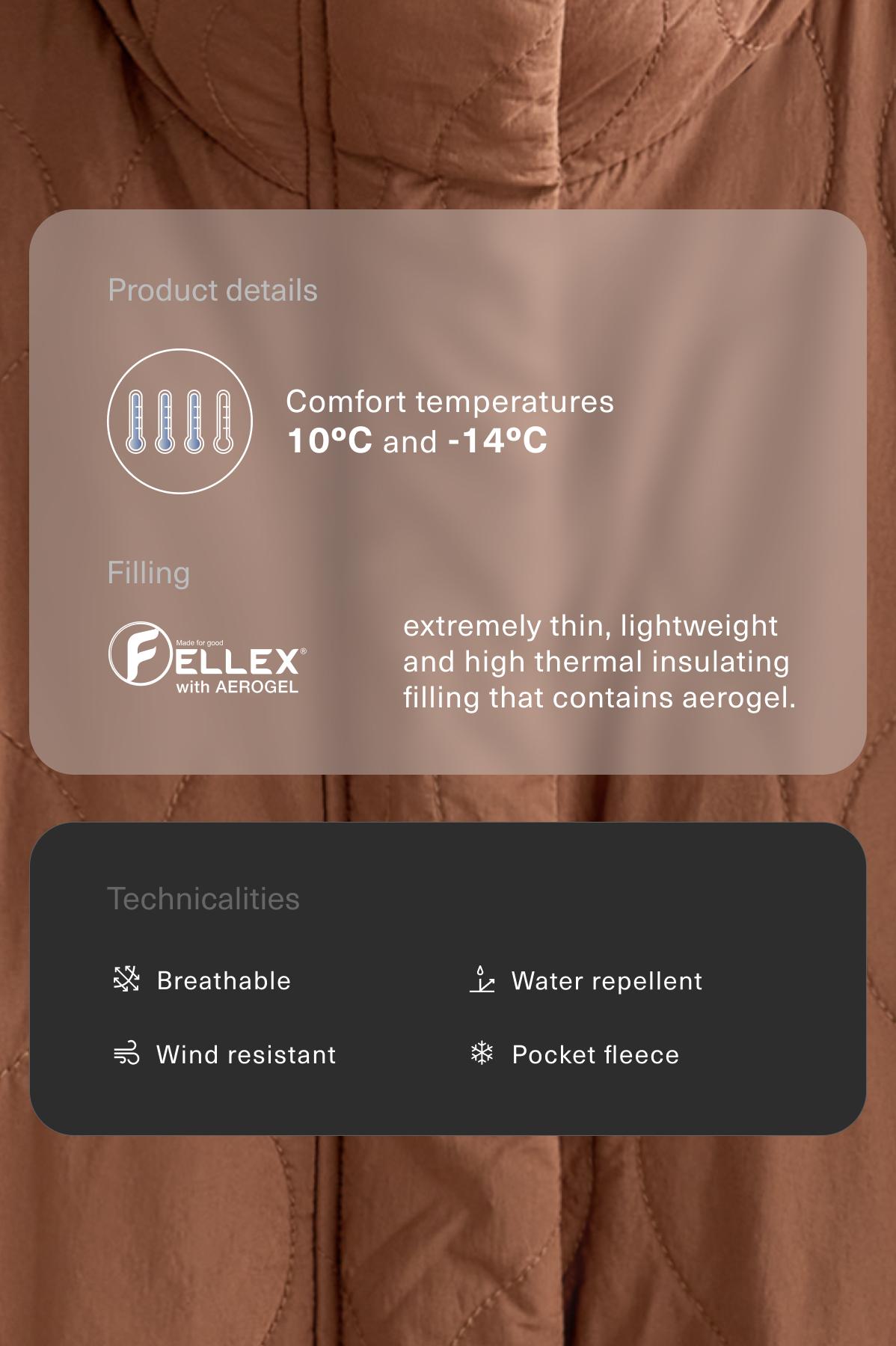 Water-repellent FELLEX® AEROGEL padded jacket — DARK BRICK