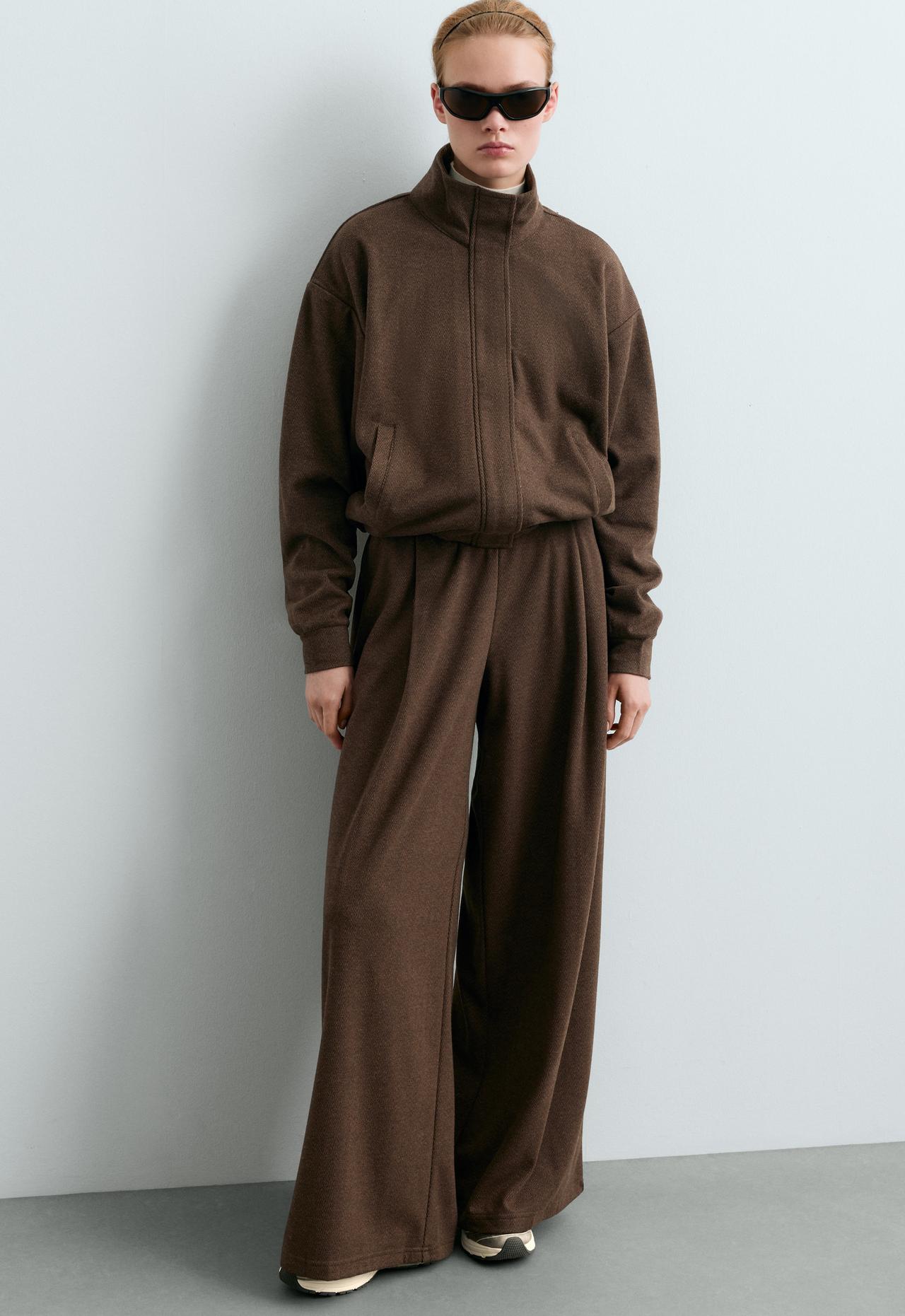 Cocoon herringbone pleat trousers — BROWN