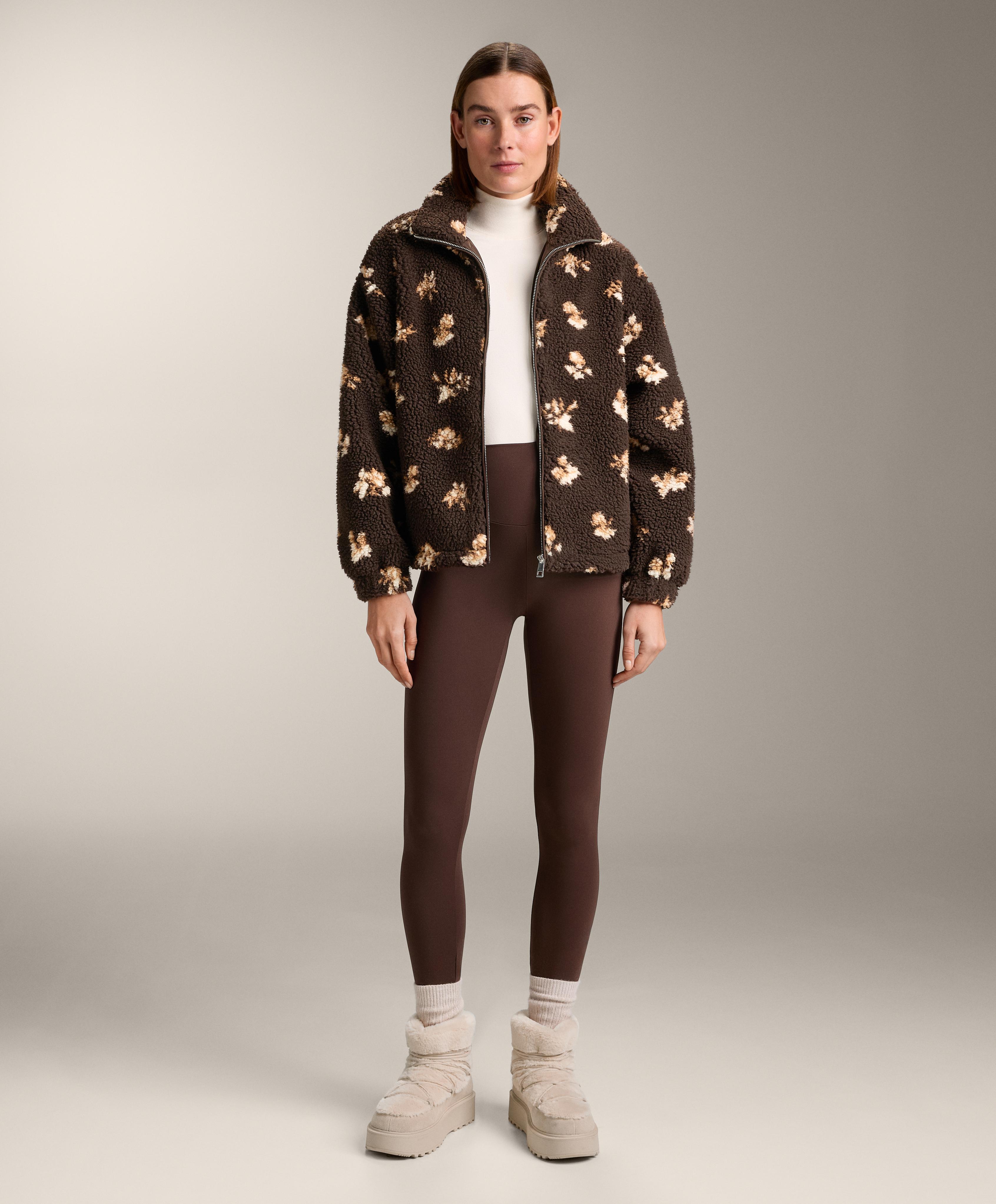 Faux-shearling floral print jacket — CLAY
