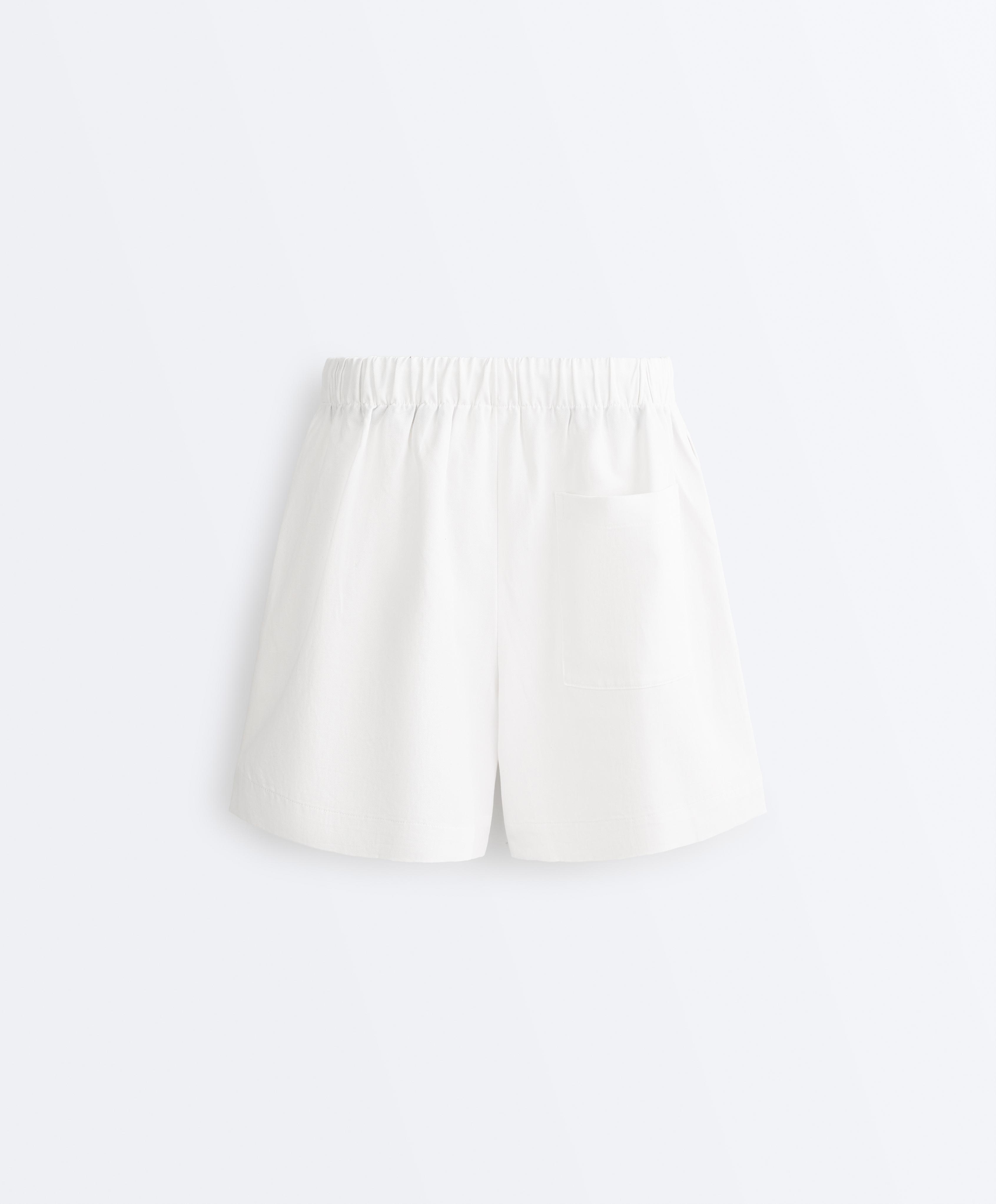 Cotton blend shorts — WHITE