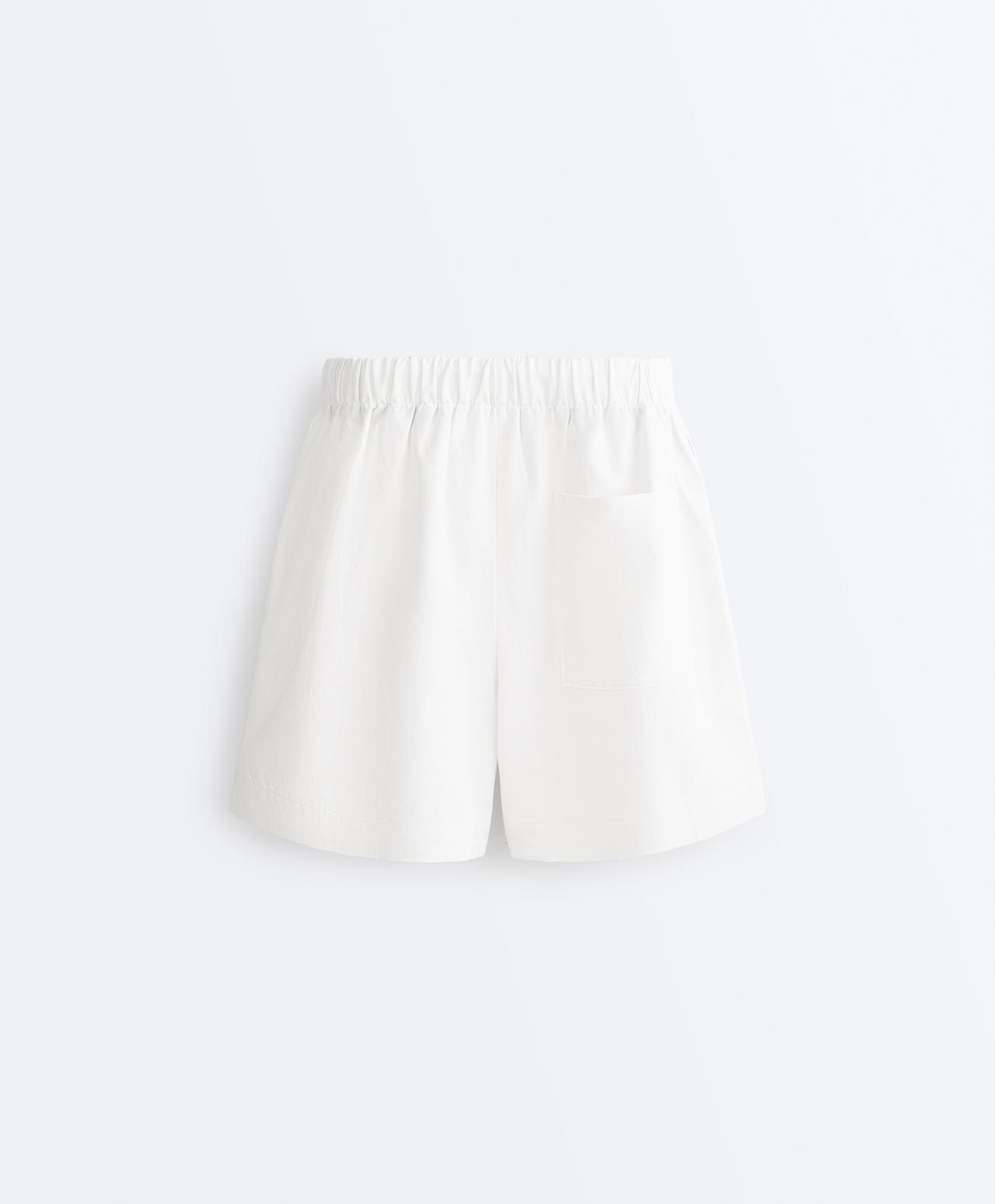 Cotton blend and 20% linen shorts — WHITE 