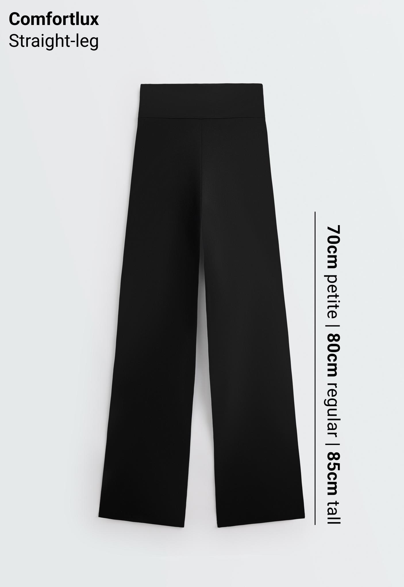 High-rise Comfortlux straight-leg trousers — BLACK