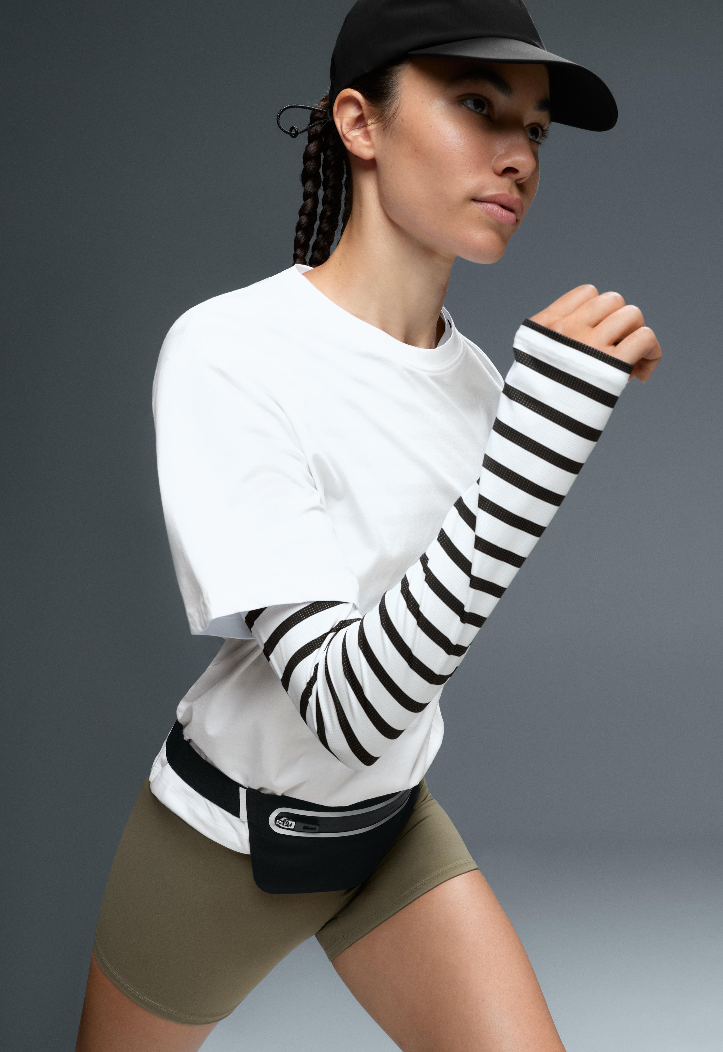 Striped long-sleeve technical T-shirt — BLACK
