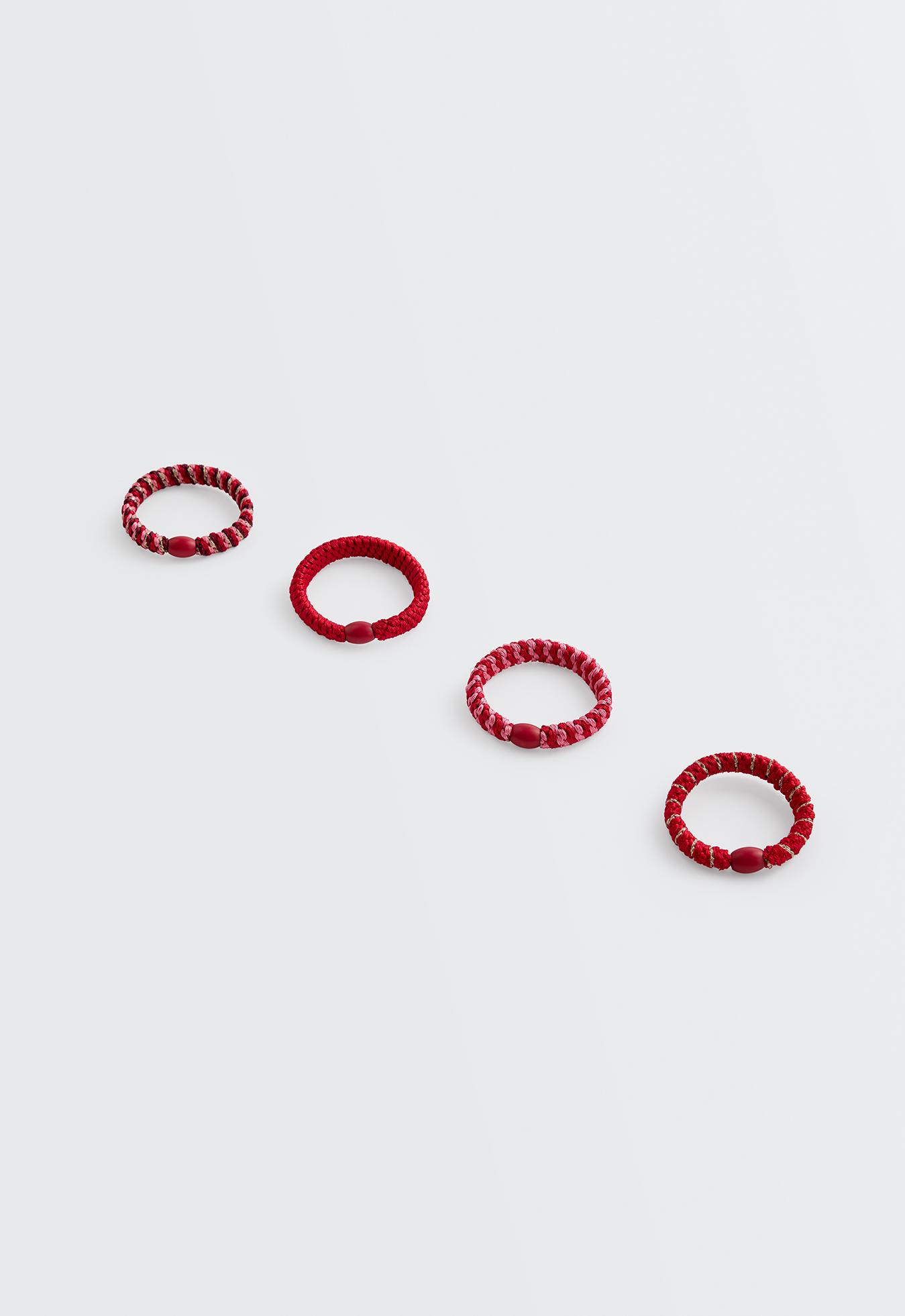 4 braided scrunchies — RED
