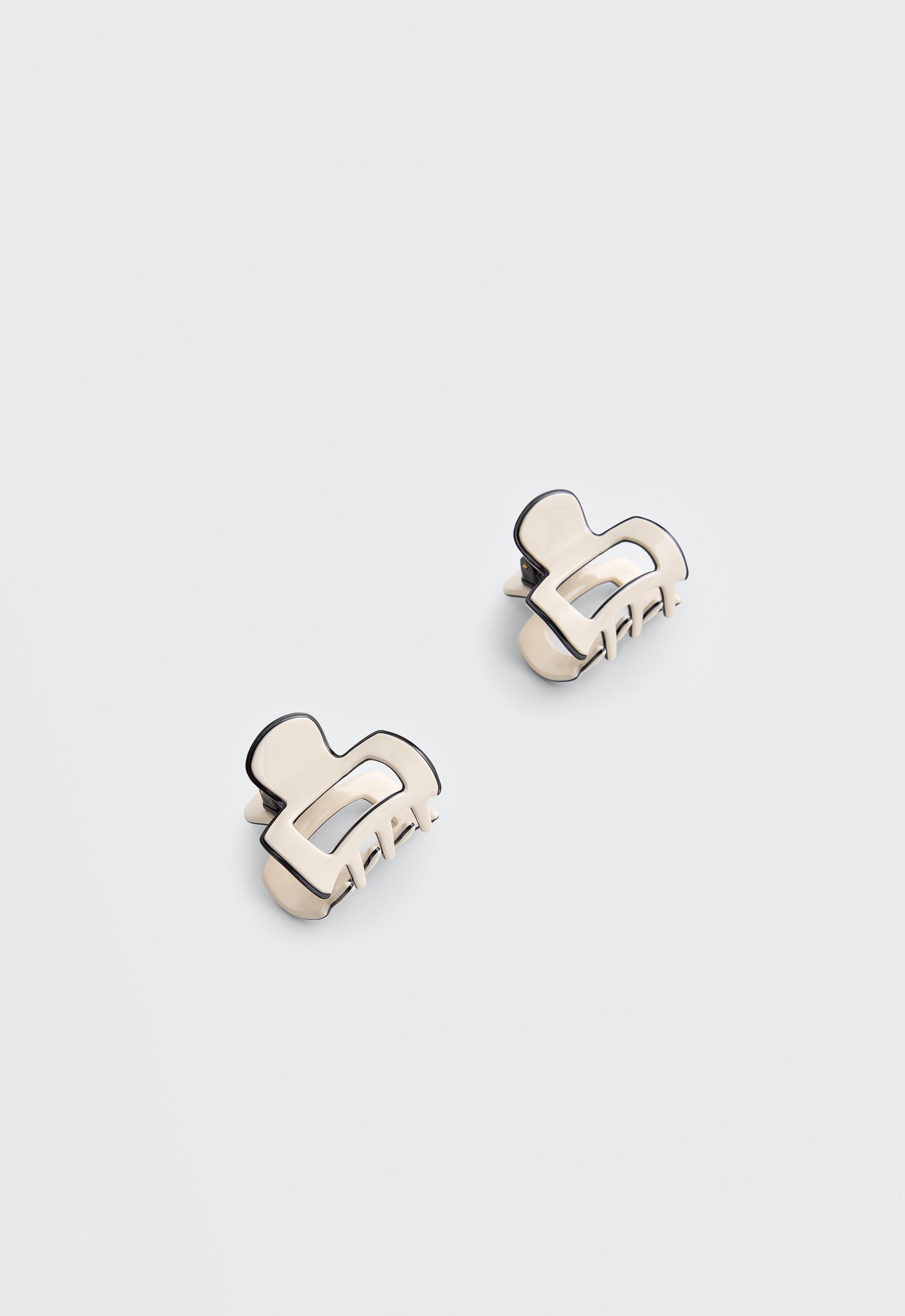 2 mini piping hair clips — CREAM