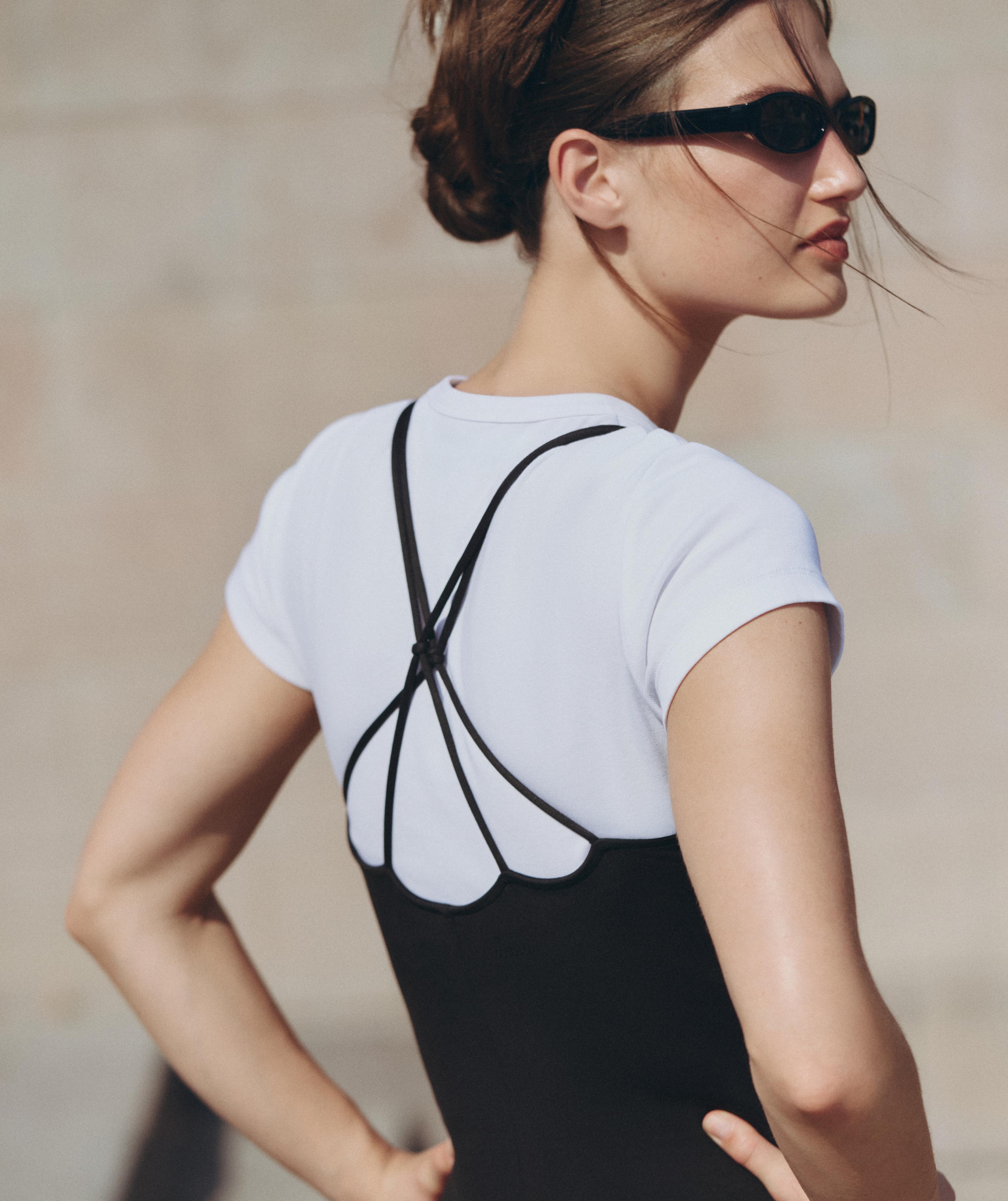 Fitted short sleeve rib T-shirt in cotton blend — WHITE