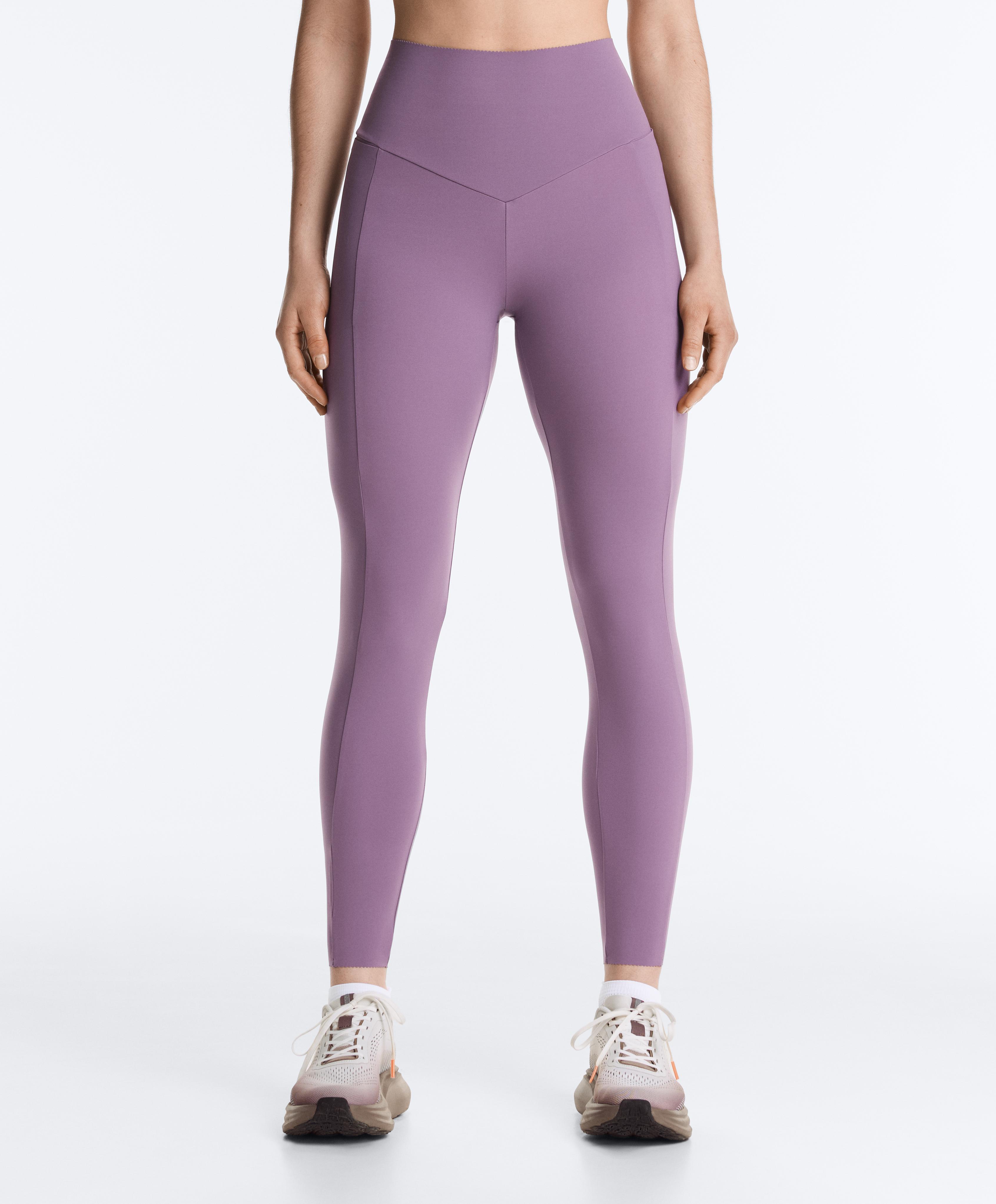 Compressive high-waisted pocket ankle-length leggings — DUSTY VIOLET