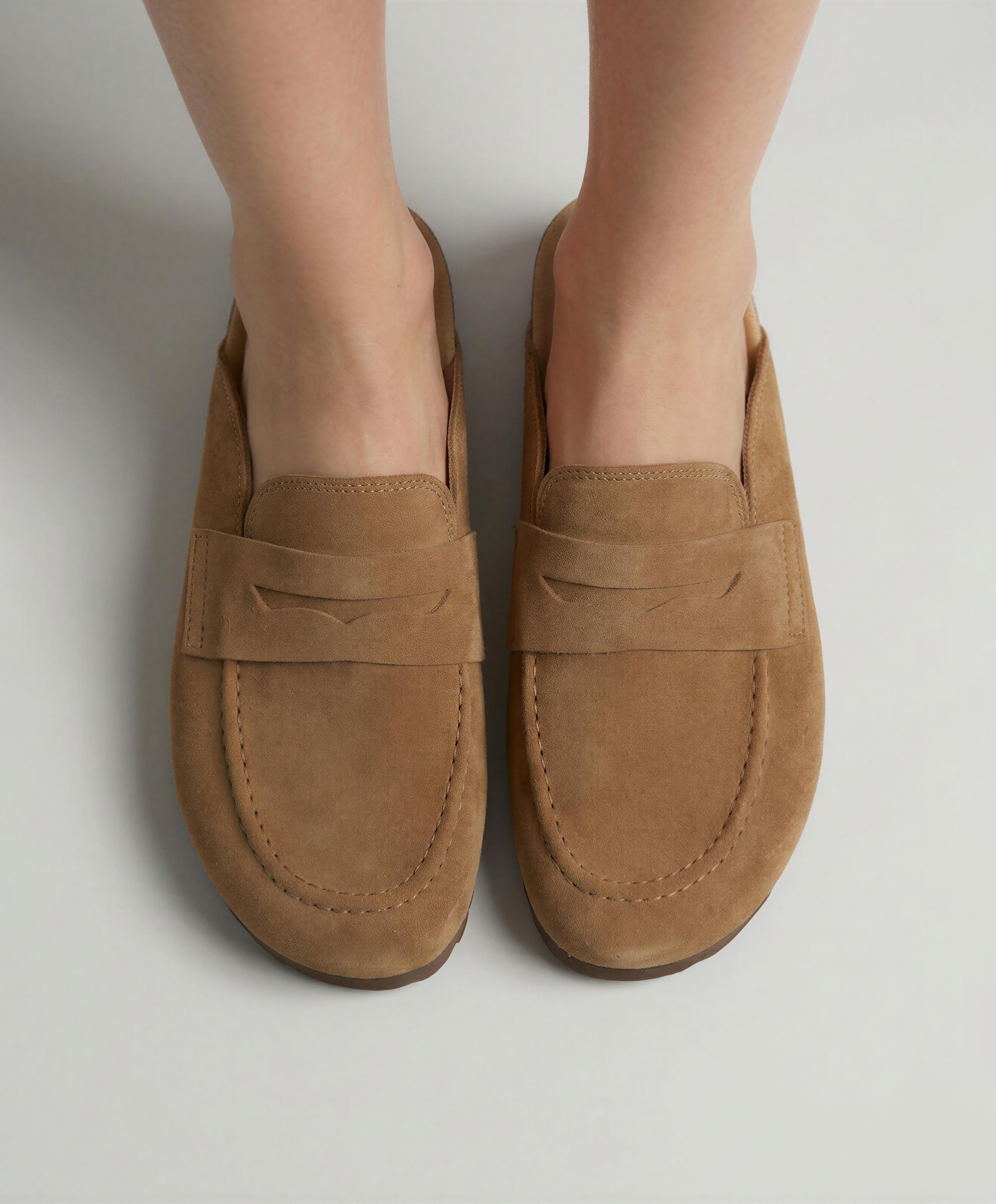 Split-leather mules — TOASTED BROWN