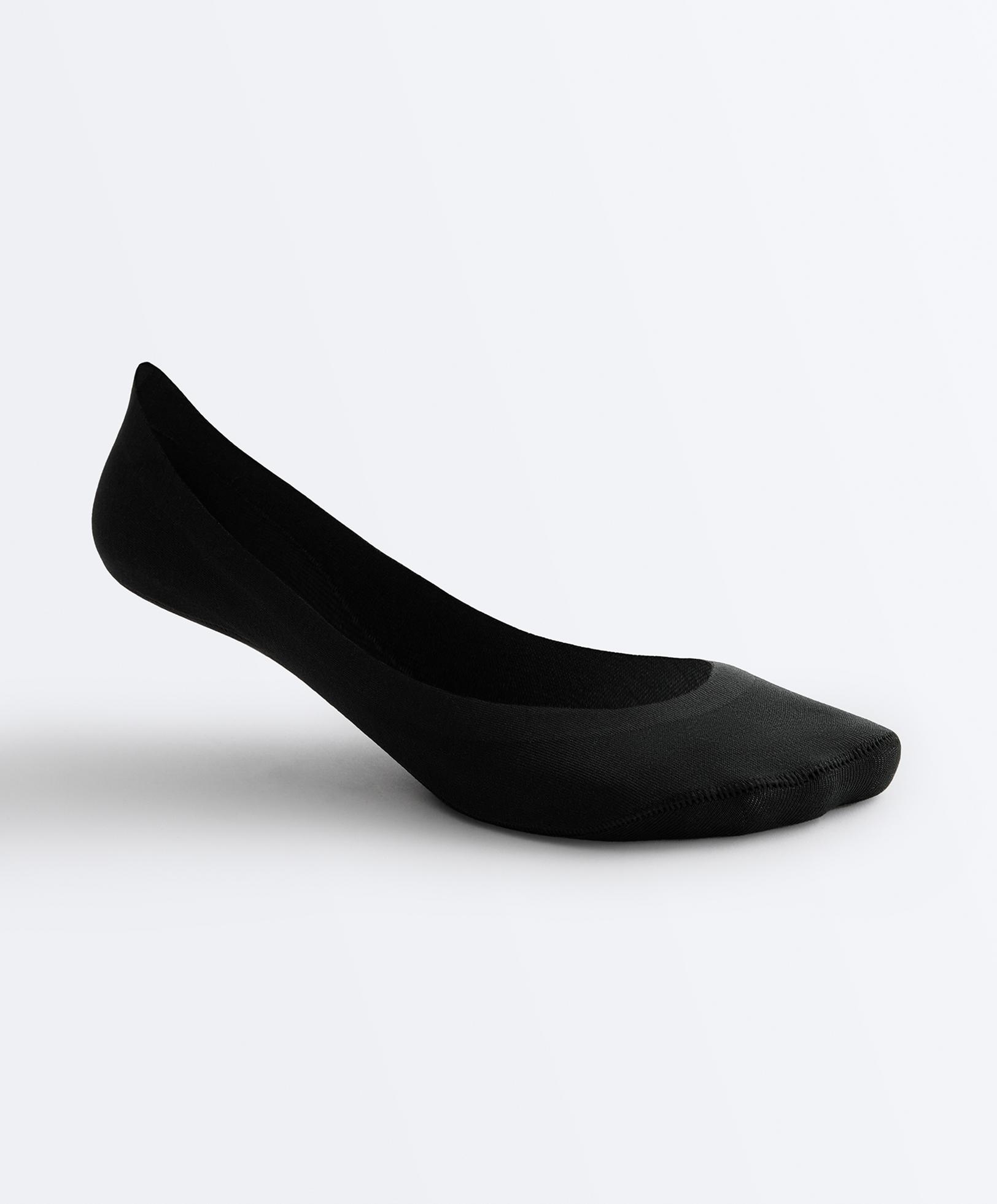 2 pairs of low-cut cotton blend invisible socks — BLACK