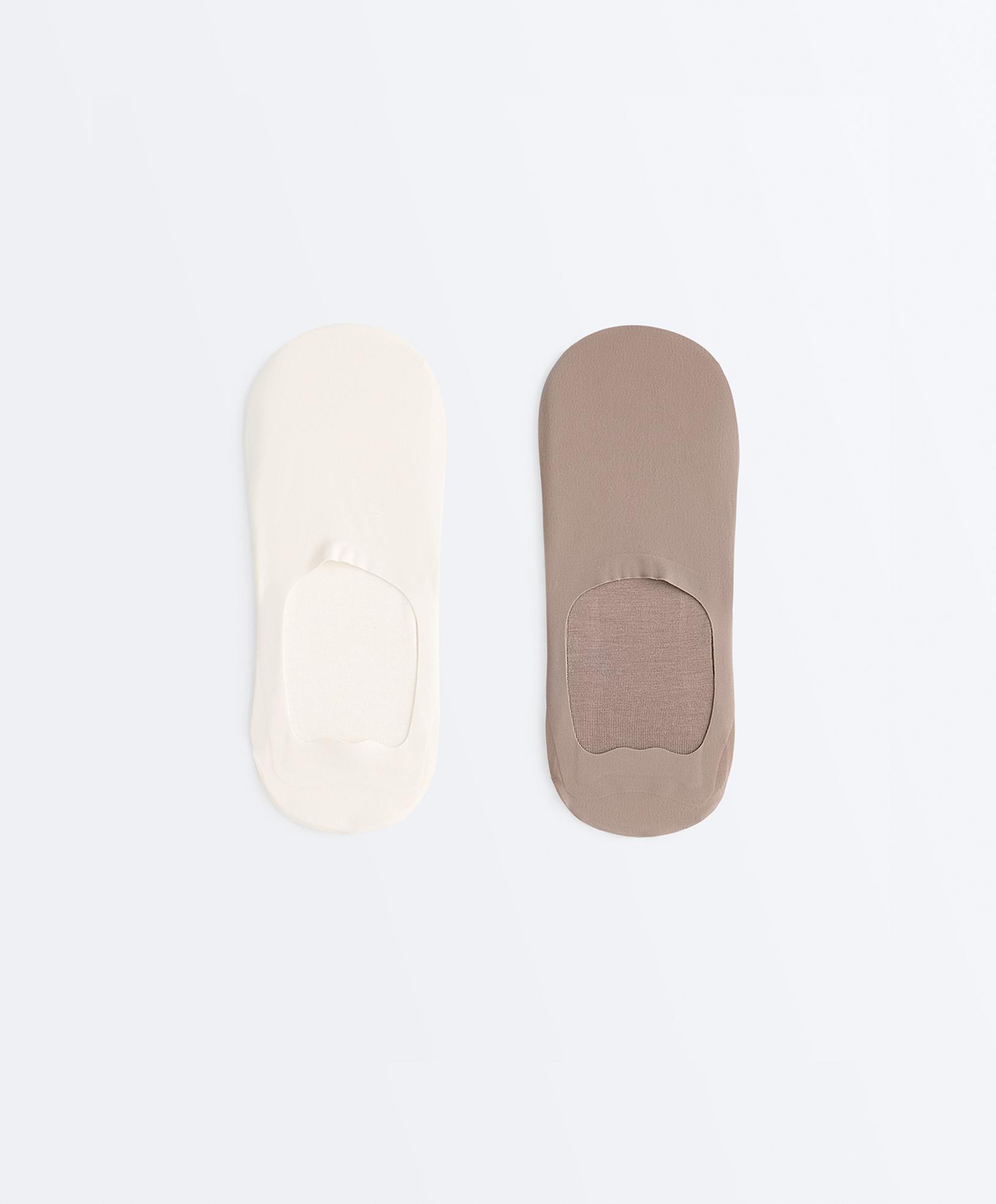 2 pairs of high-cut invisible microfibre socks — MOCHA