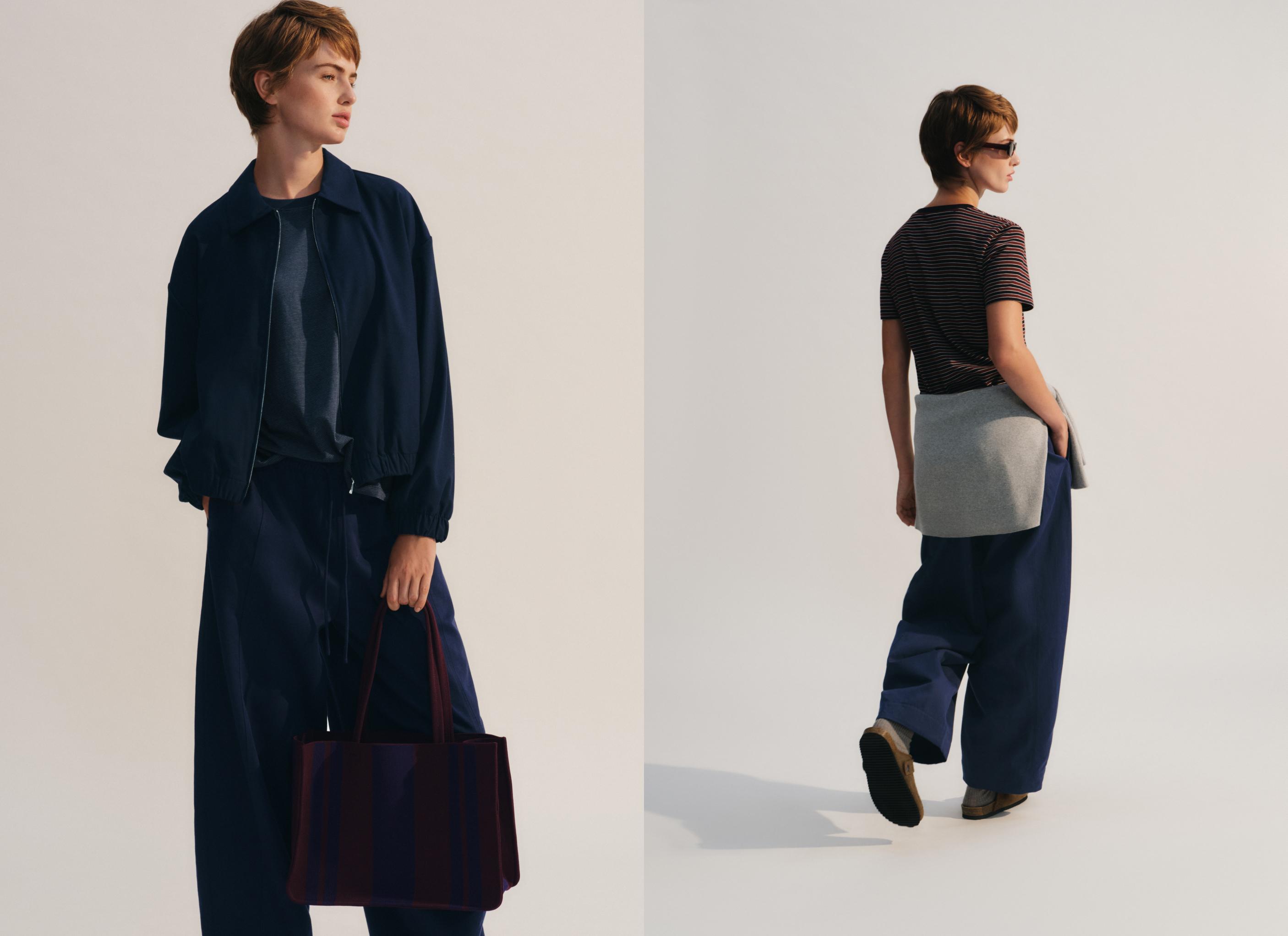 Cropped lapel collar jacket with wool — NAVY BLUE