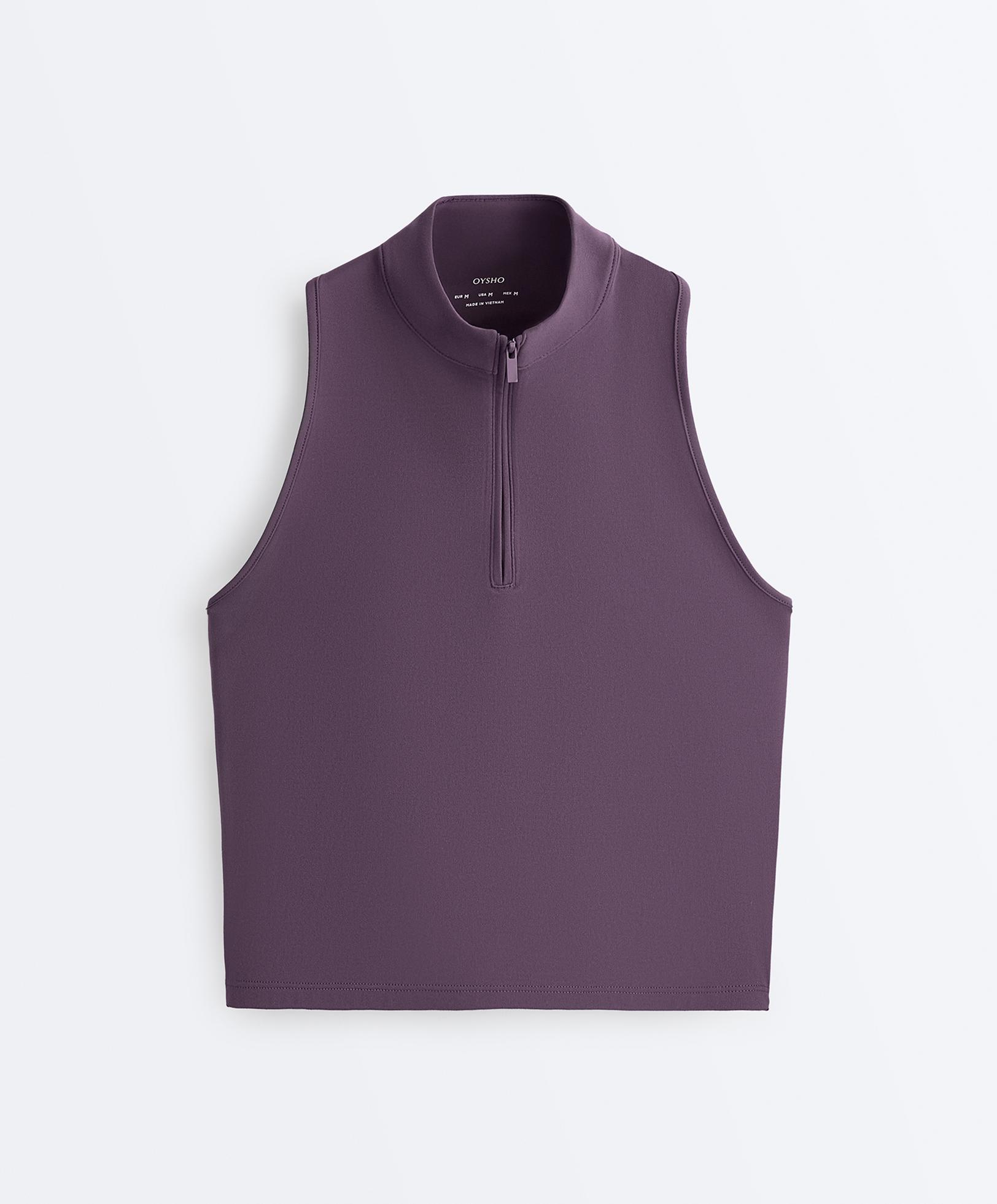 Half-zip sleeveless top — WASHED PURPLE