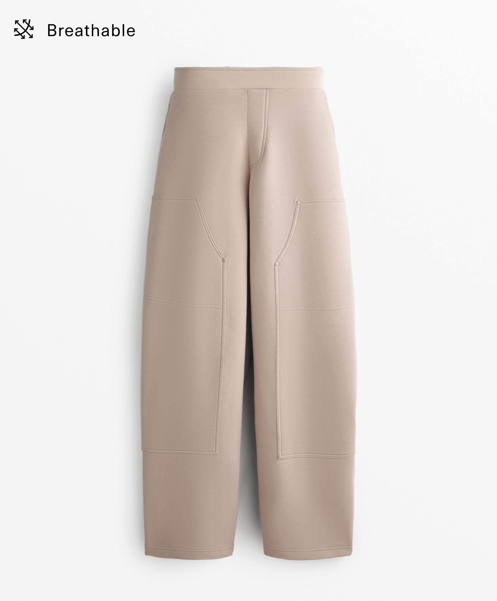 Relaxed cotton blend trousers with front details