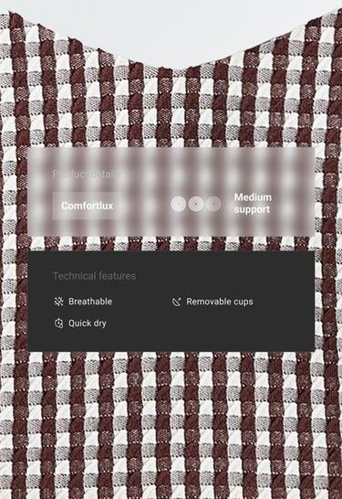 Medium-support gingham sports bra — DARK REDDISH‑BROWN 2