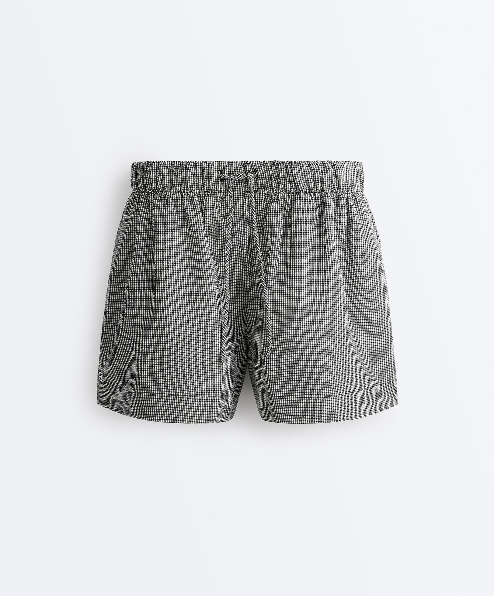 Lyocell blend gingham shorts — DUSTY BLACK