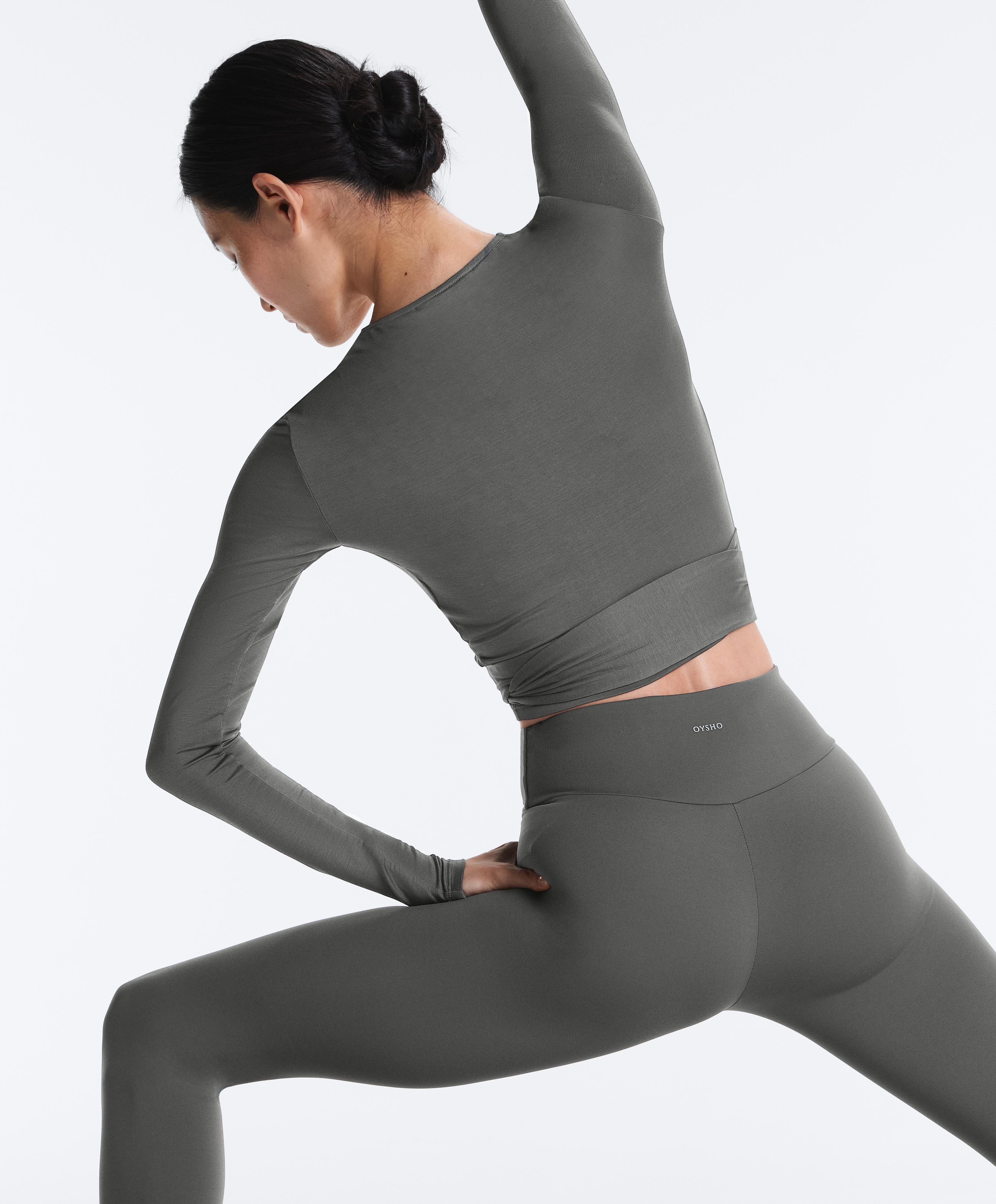 Lyocell blend wrap T-shirt — MID GREY