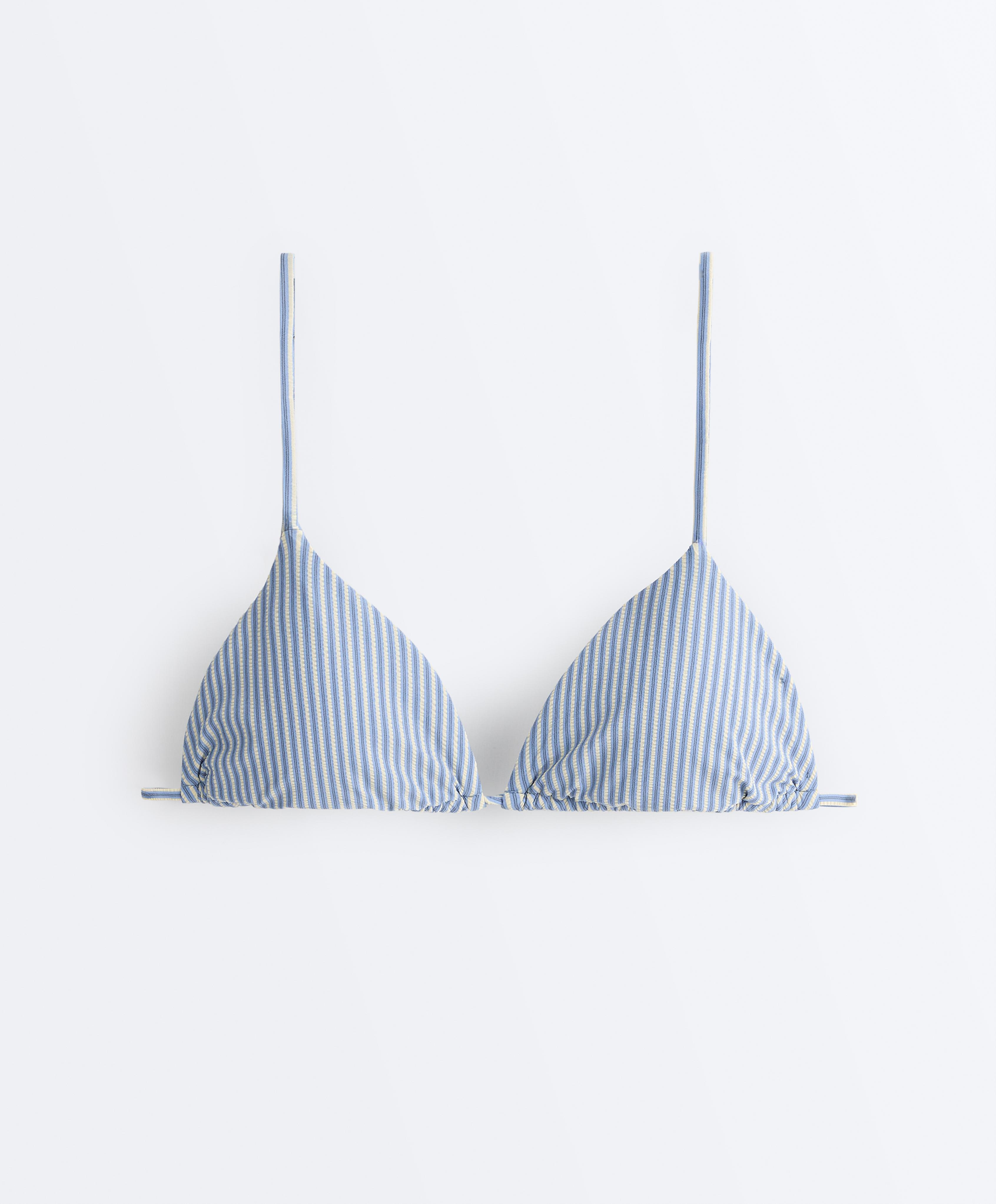Textured stripe triangle bikini — SKY BLUE