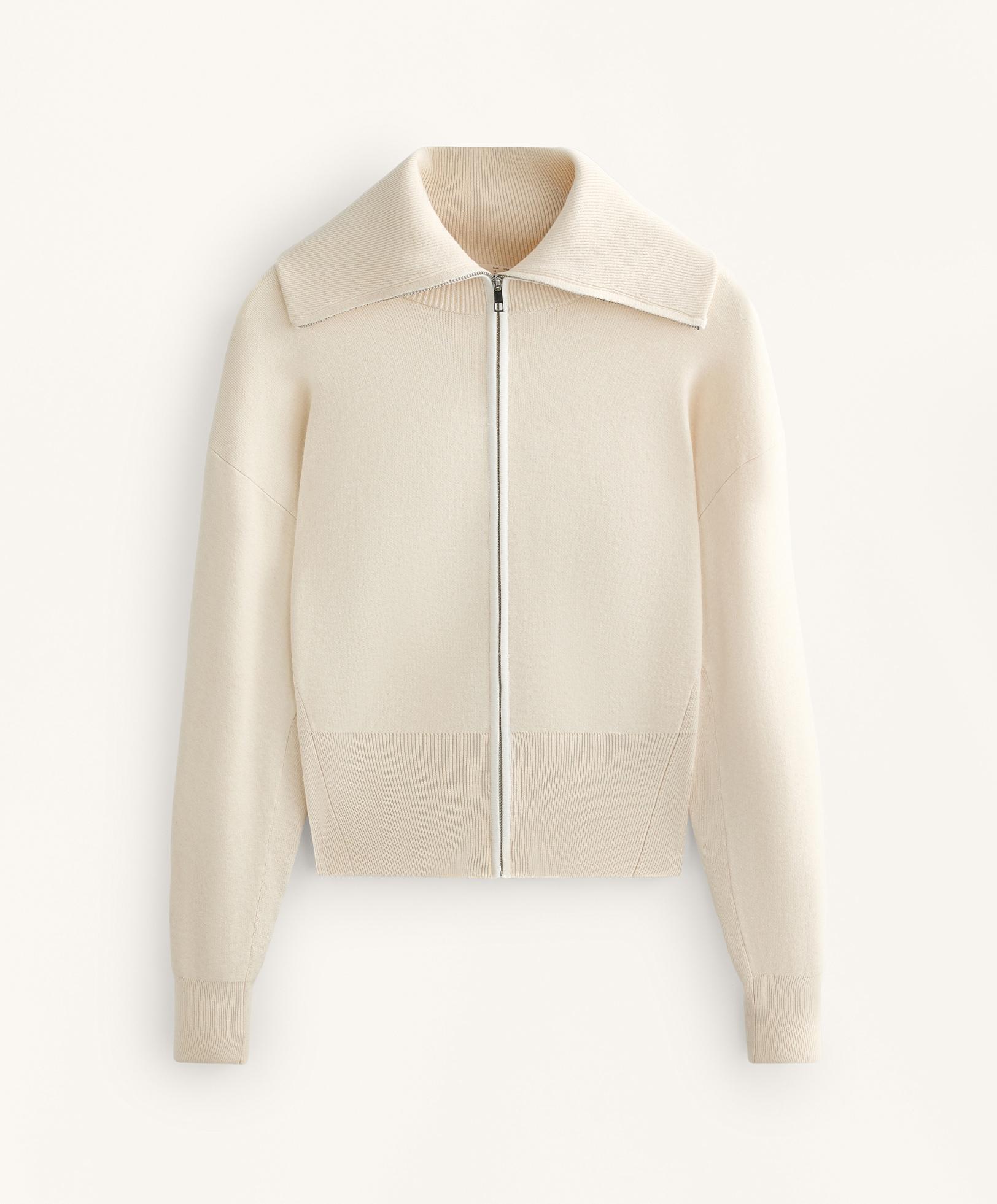 Contrast zip knit jacket — VANILLA