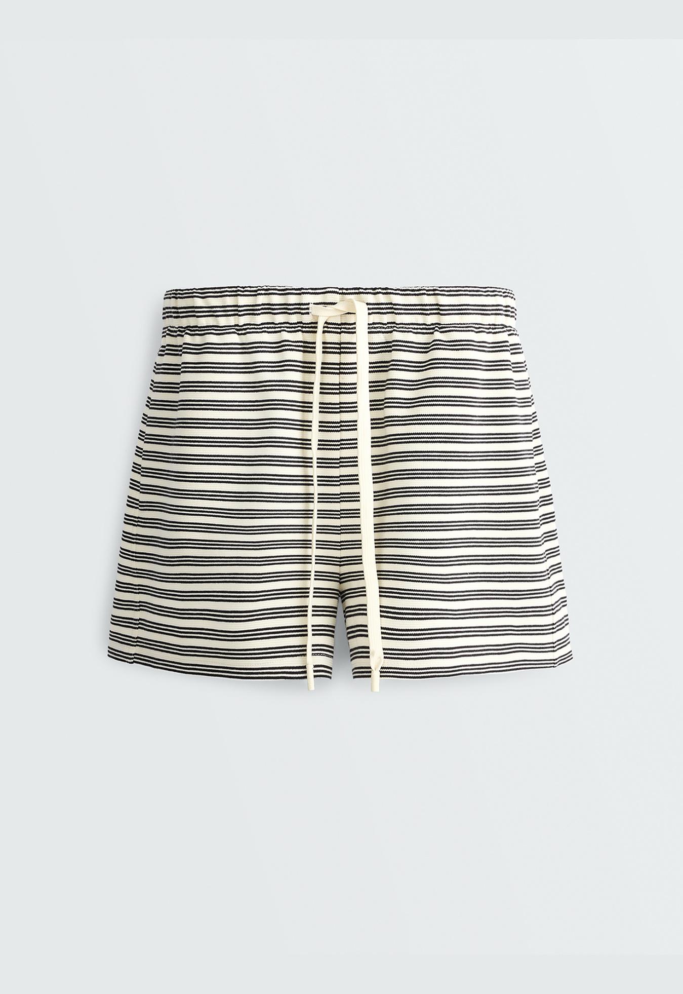 Cotton stripe shorts — PALE ECRU