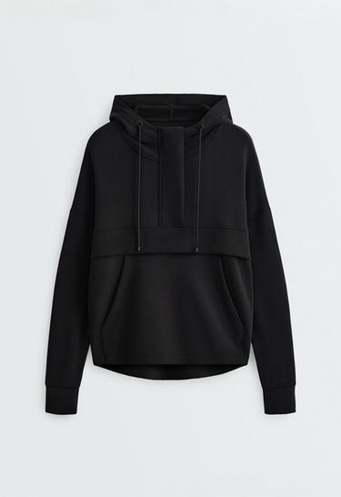 Soft-touch modal sweatshirt with zip — BLACK 6