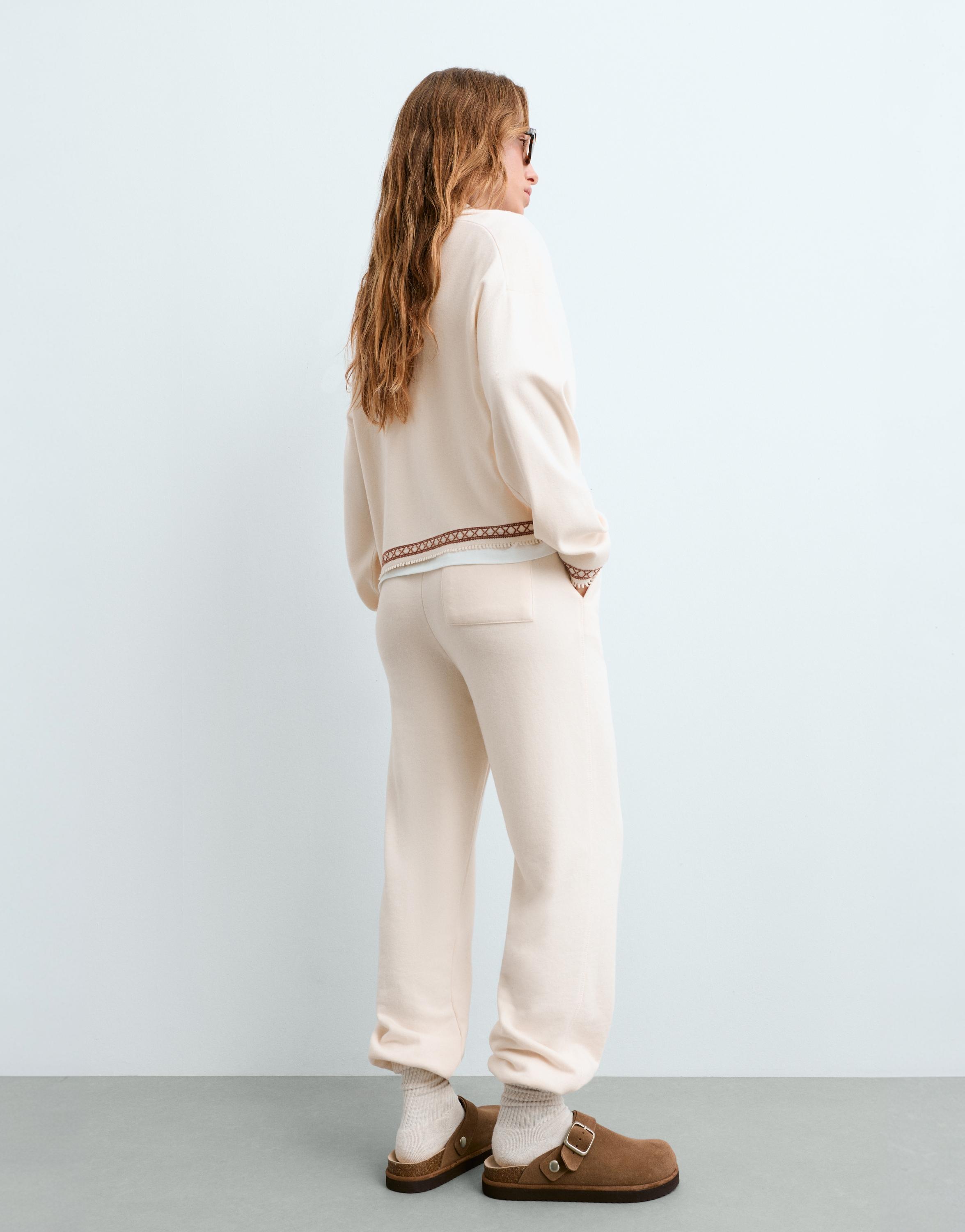 High-neck half-zip jumper — PALE ECRU