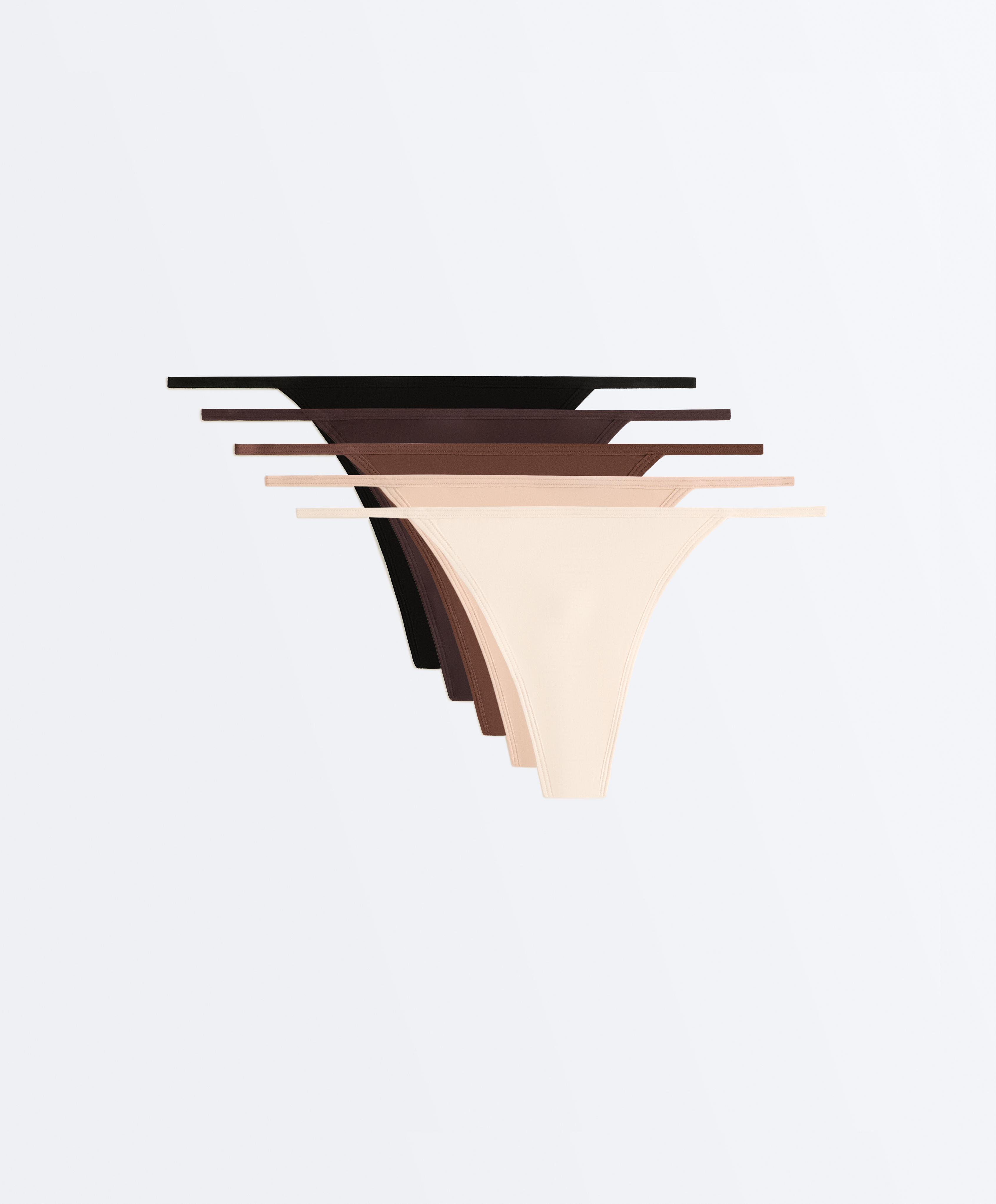 5 polyamide blend thongs — BEIGE