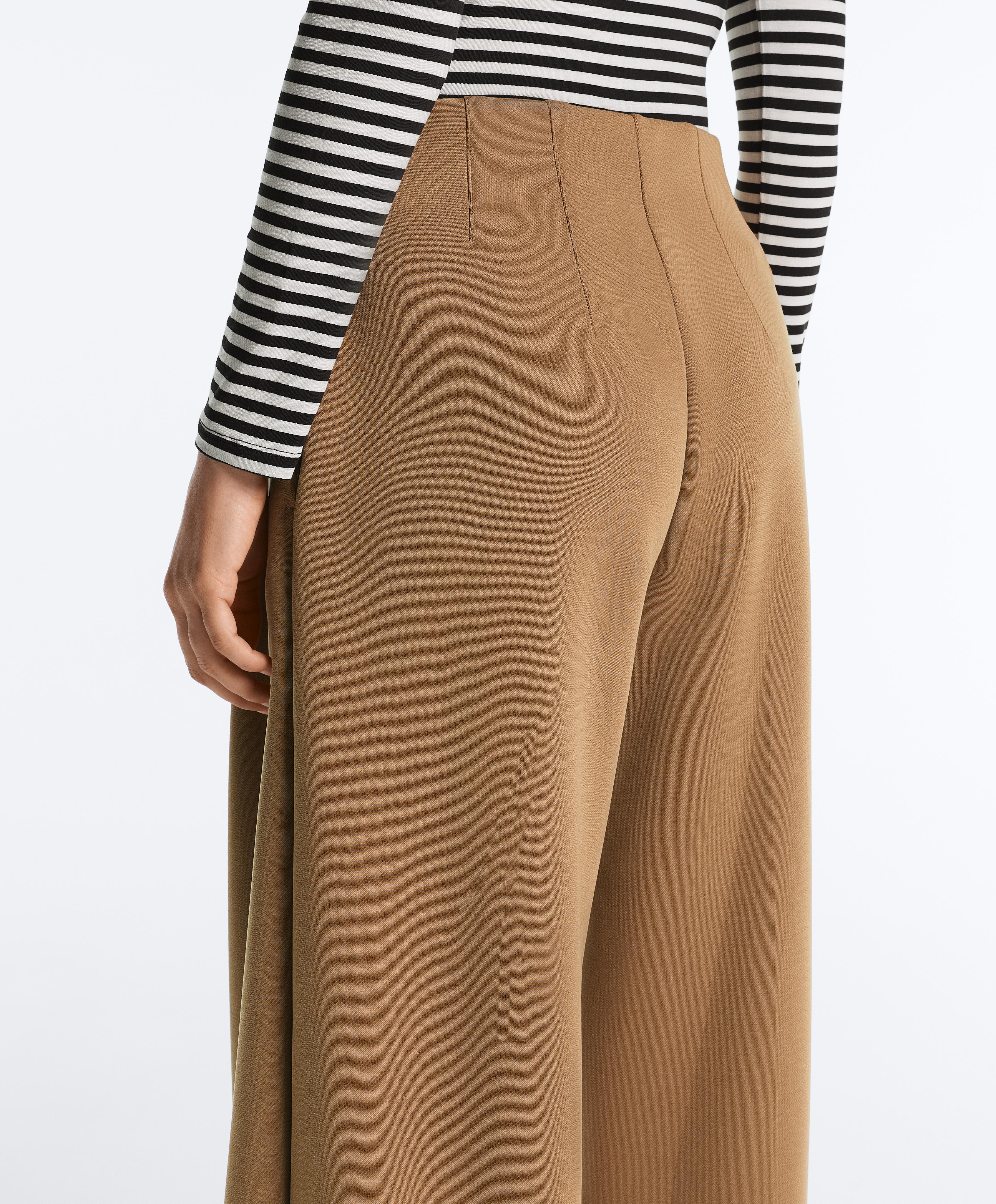 High rise twill wide-leg trousers with pleats — COPPER