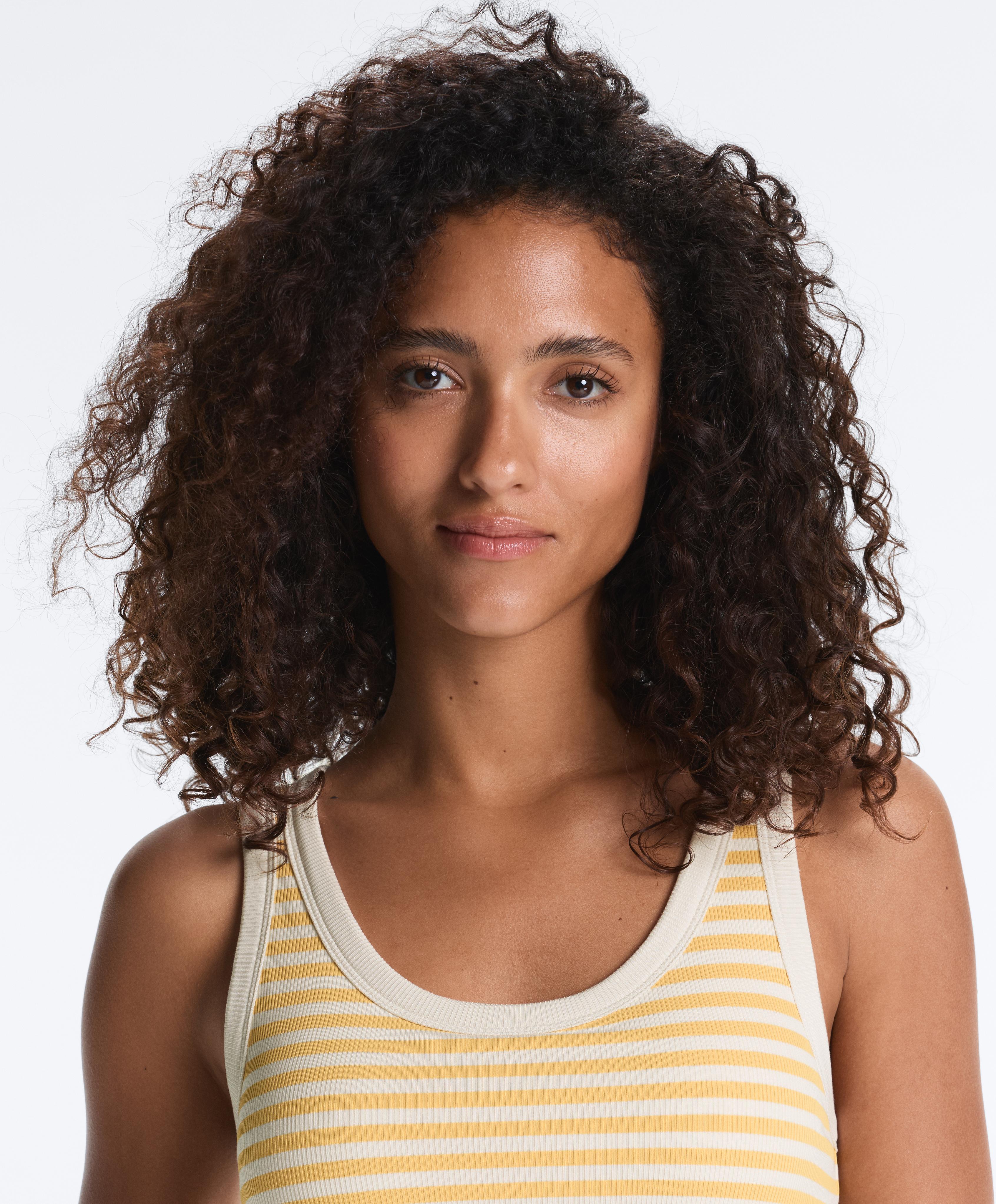 Long modal rib stripe tank top — MID-YELLOW
