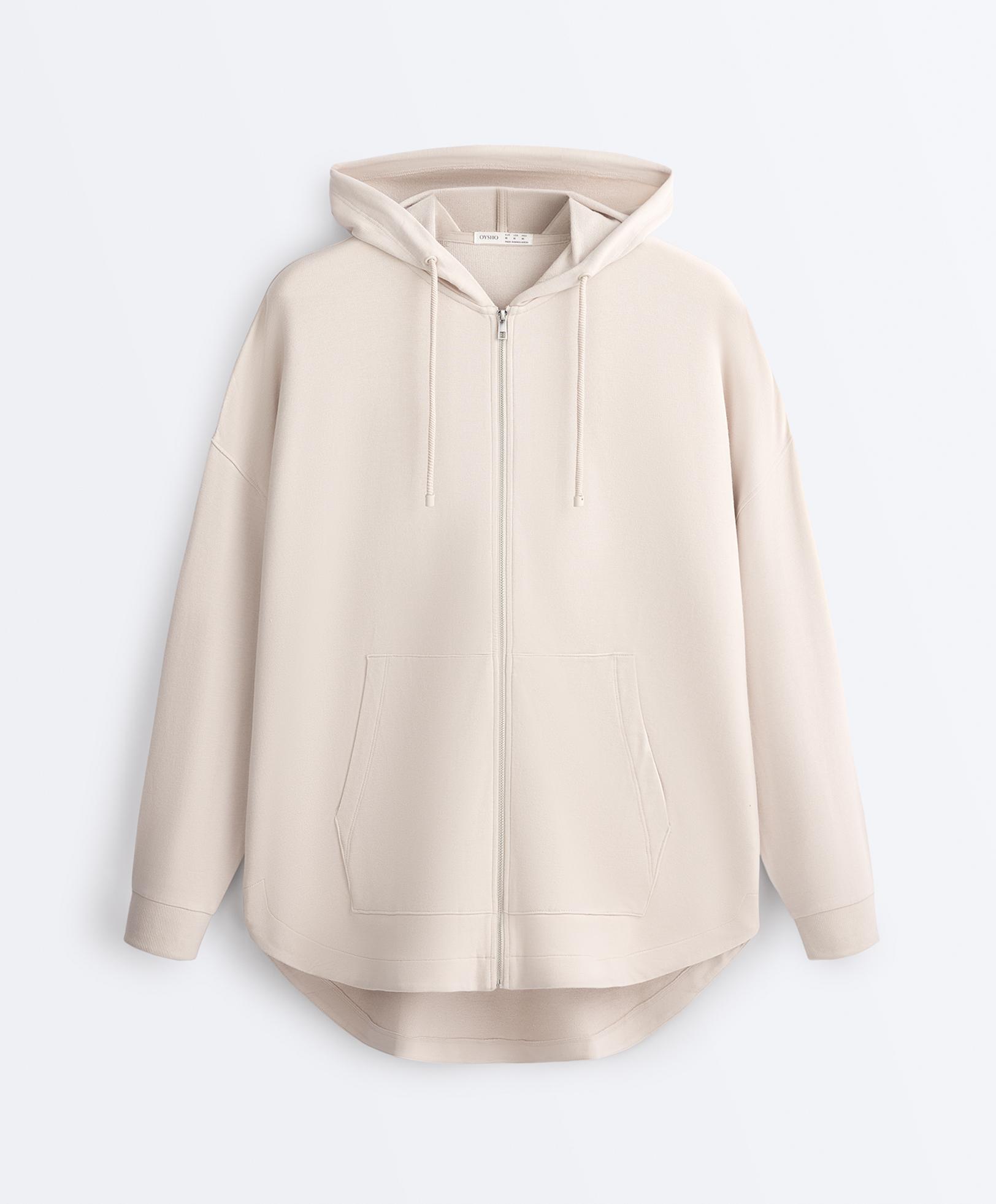 Long jacket with modal and cotton — PALE MINK