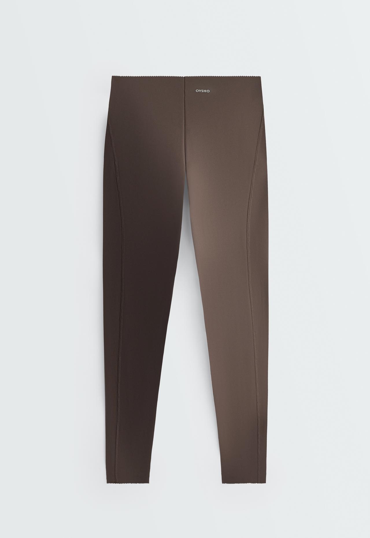 Ankle-length high rise Compressive core control leggings — BROWN