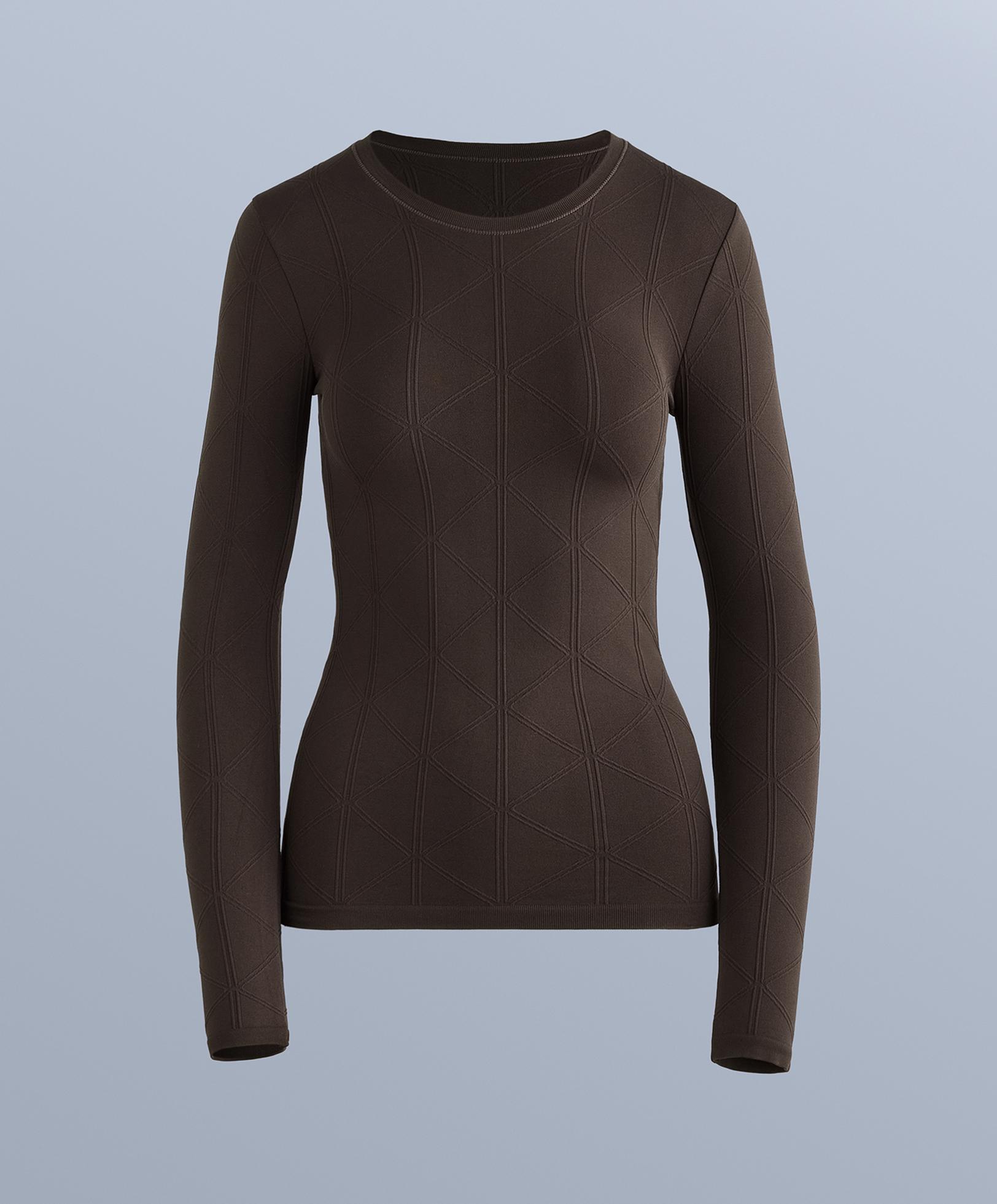 Thermal seamless jacquard base layer T-shirt — DARK BROWN