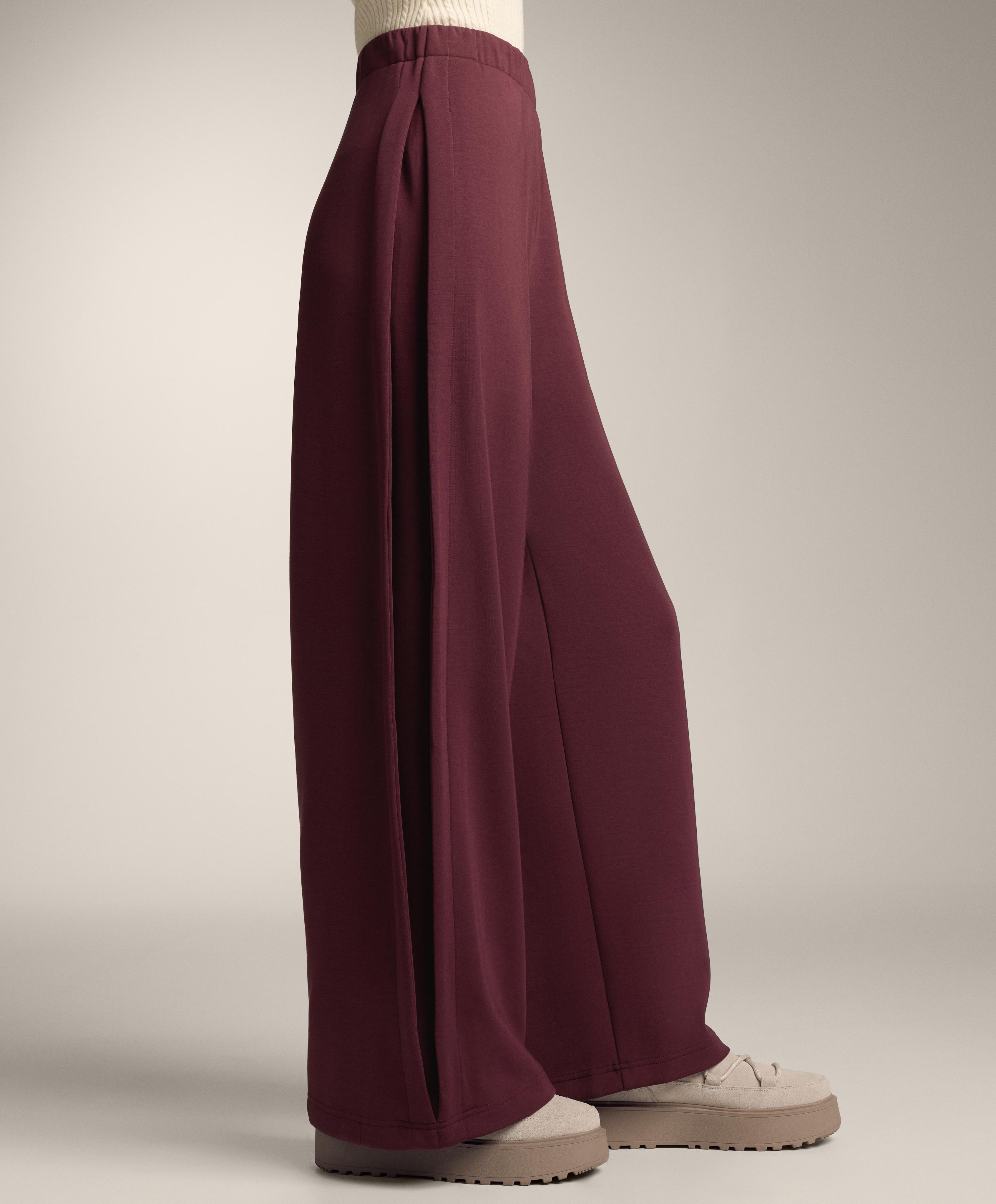 Cocoon trousers with side pleat and brushed modal — MAROON
