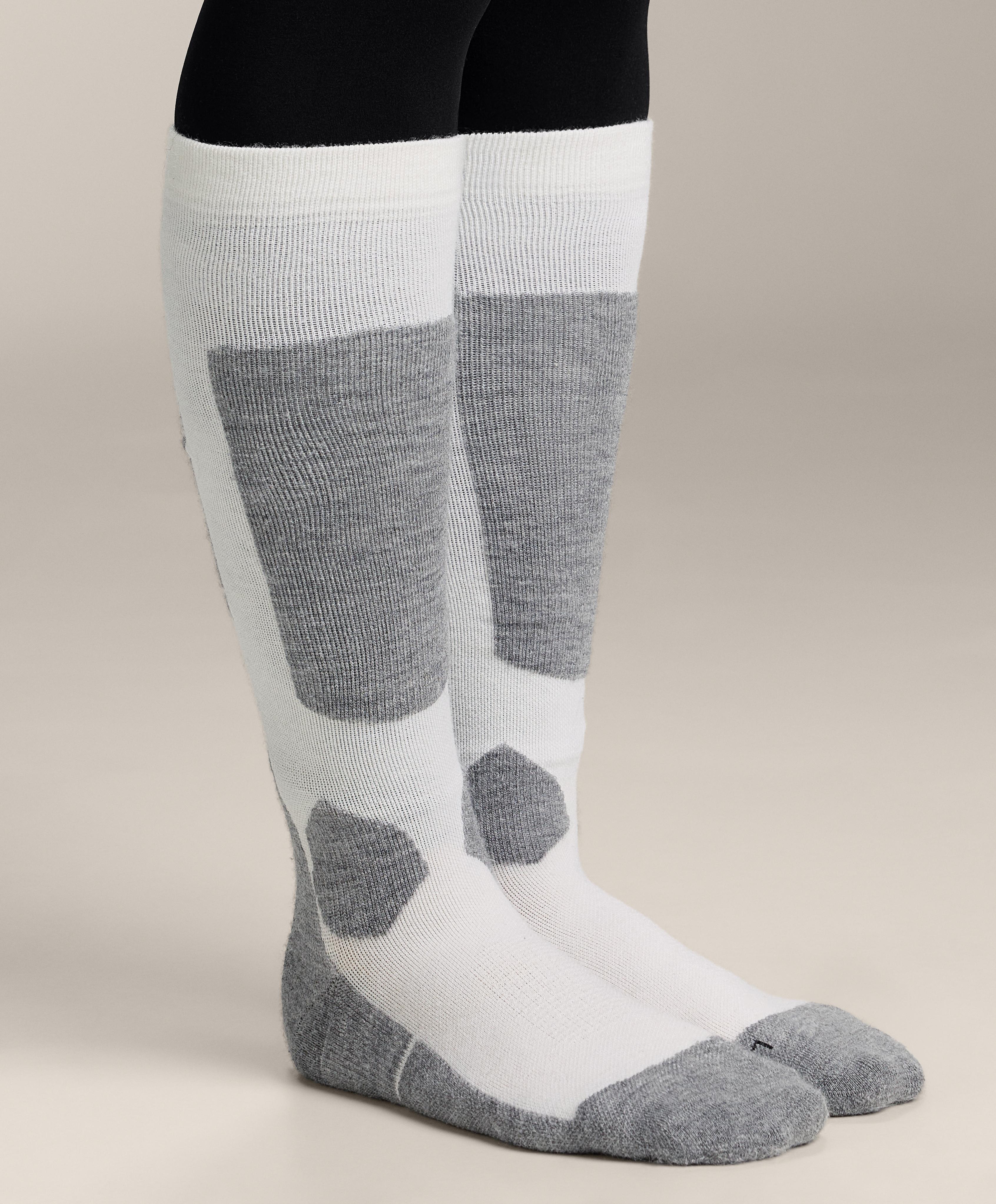 WOOLMARK® wool blend long ski socks — PALE ECRU