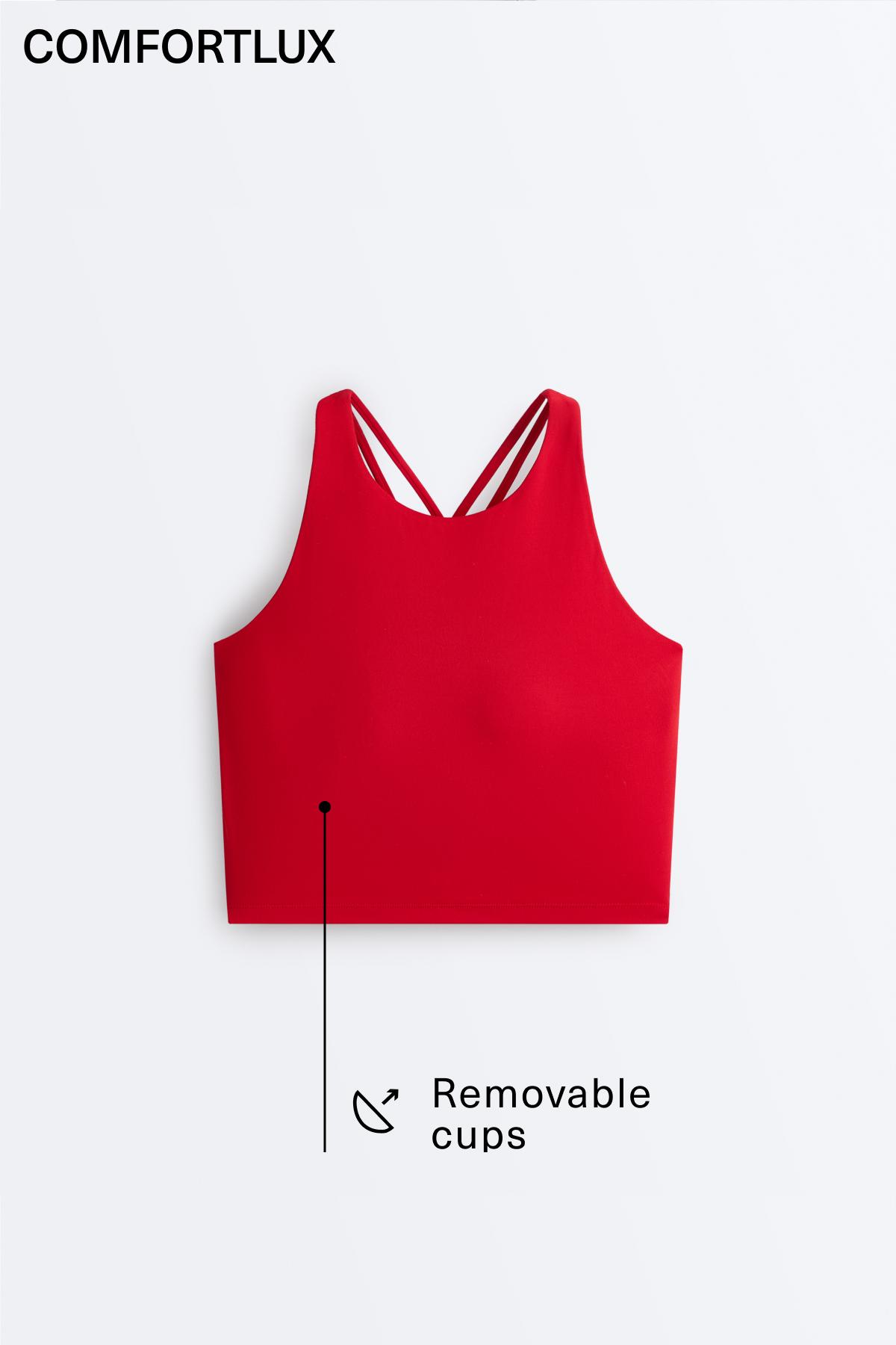 Comfortlux strappy tank top with cups — STRONG RED