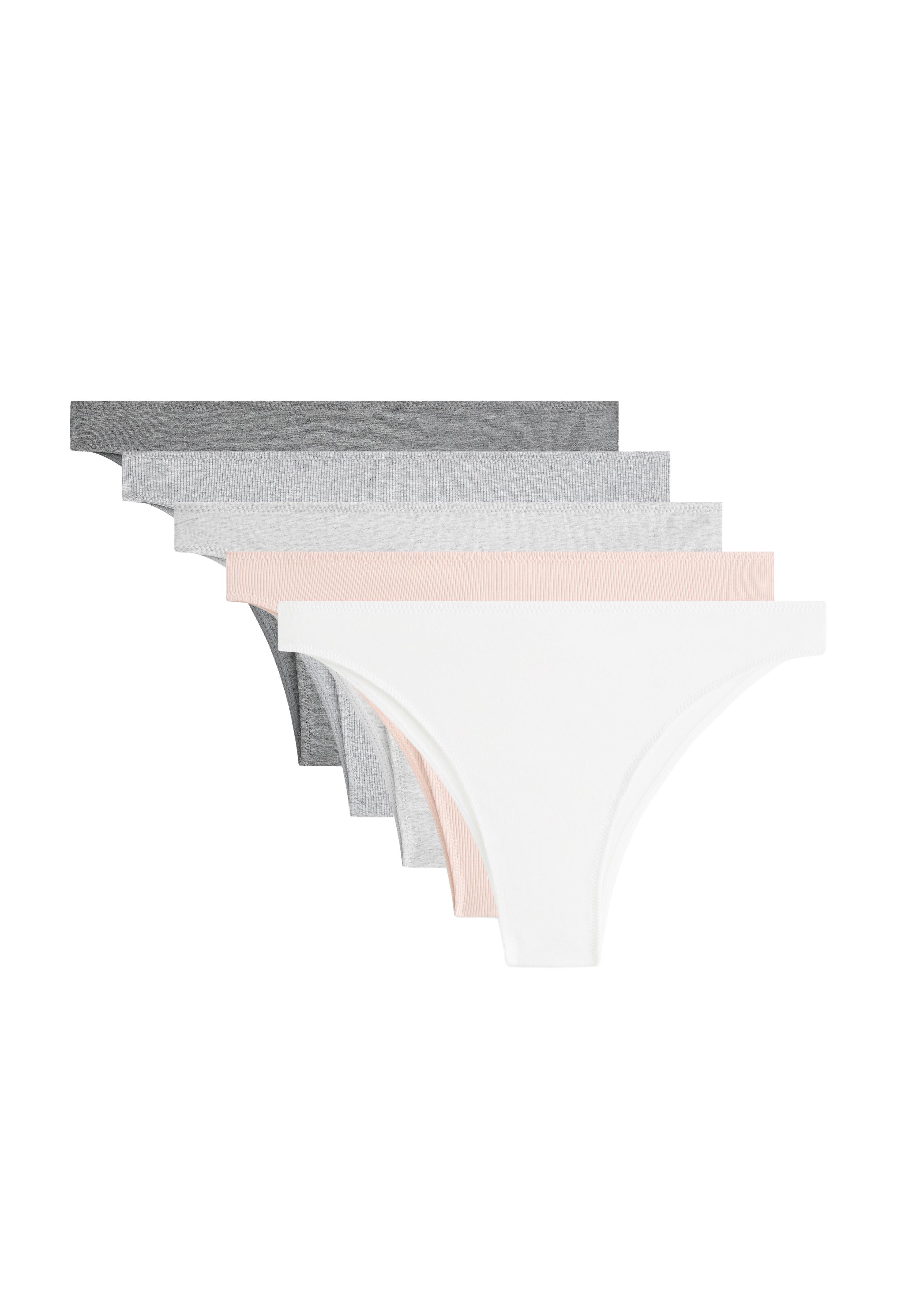 5 rib cotton blend Brazilian briefs — GREY MELANGE