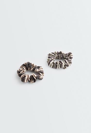 2 striped hair scrunchies — ANTHRACITE GREY 1