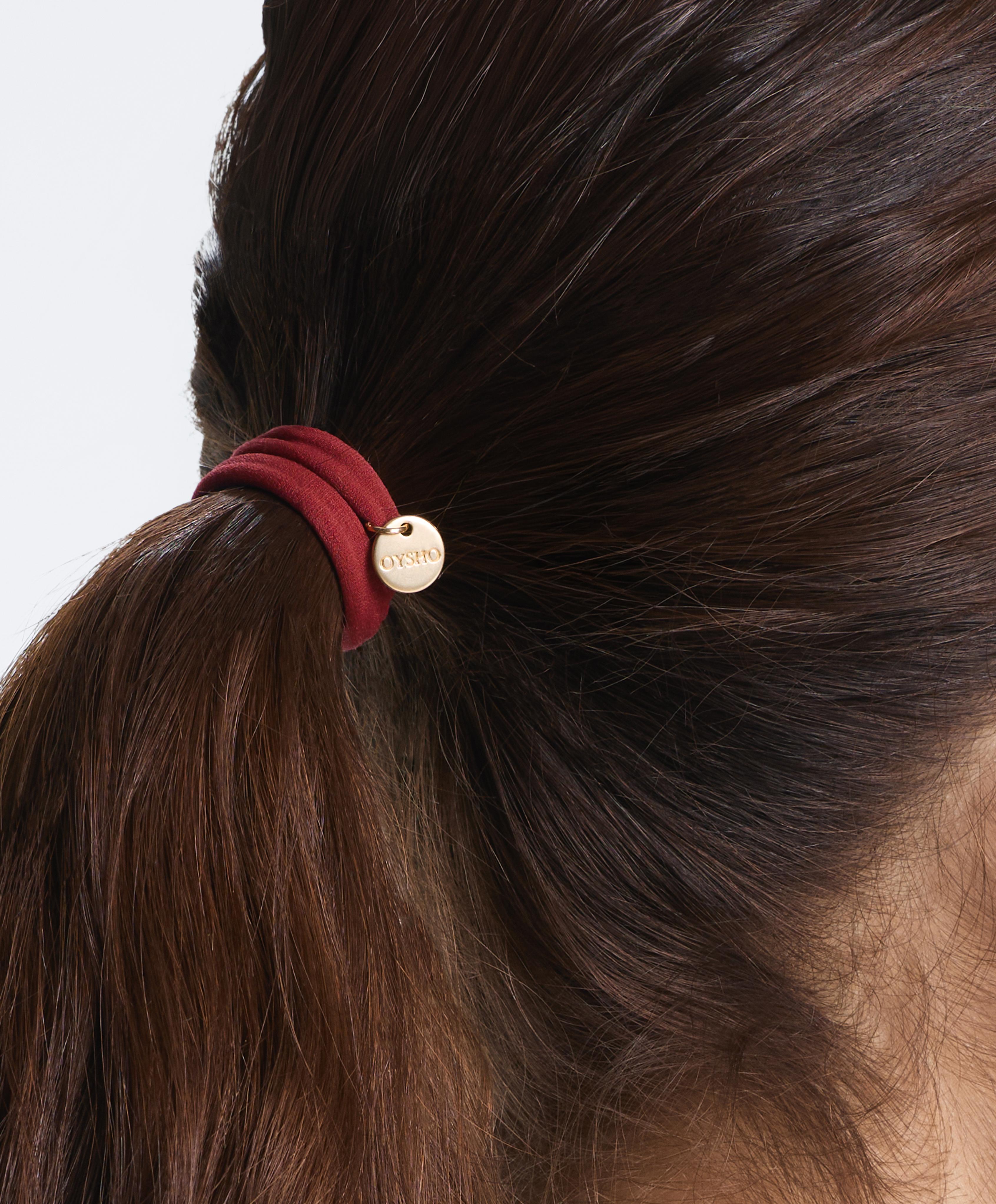 6 Oysho plaque hair ties — DARK BROWN