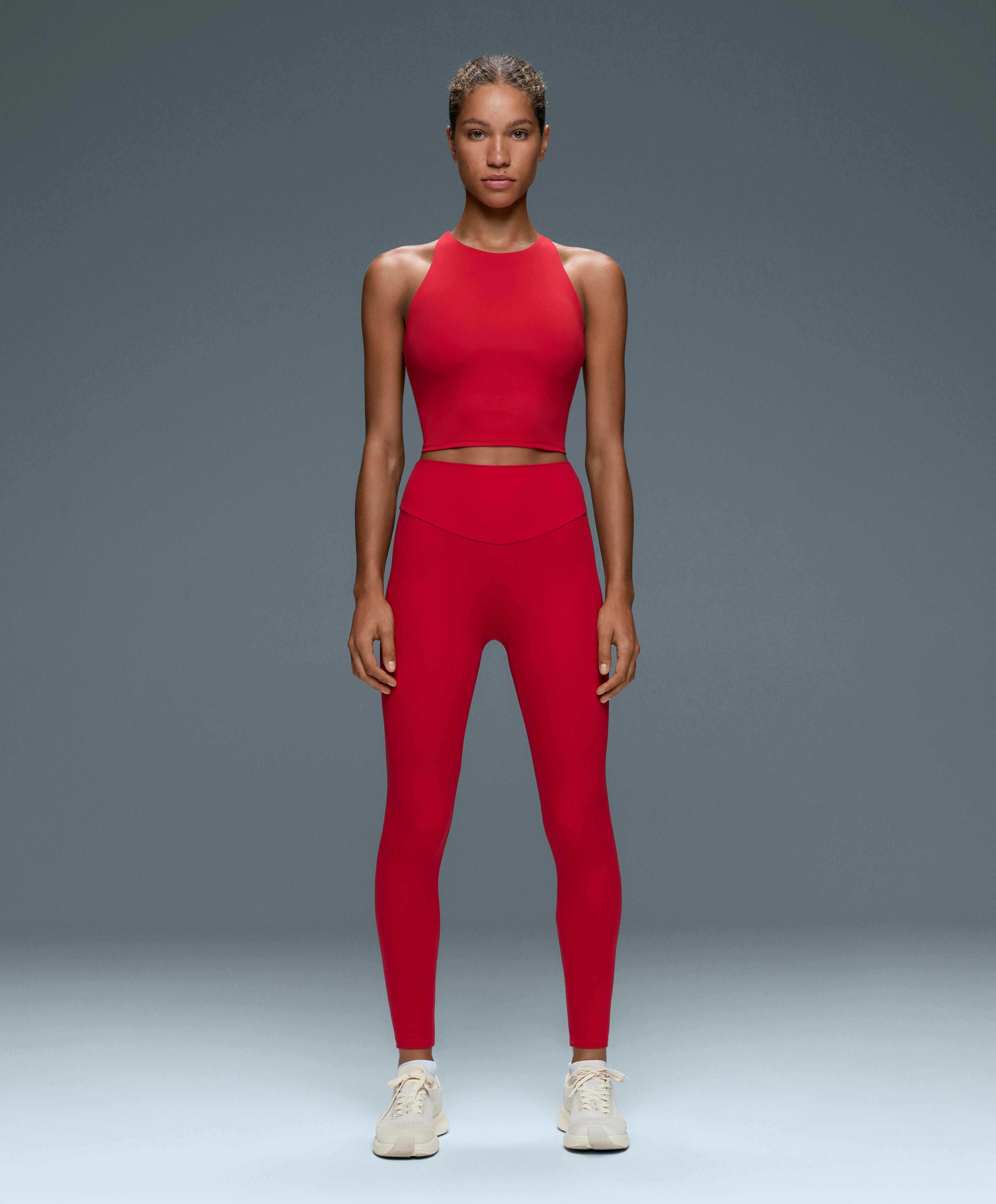 Comfortlux strappy tank top with cups — STRONG RED
