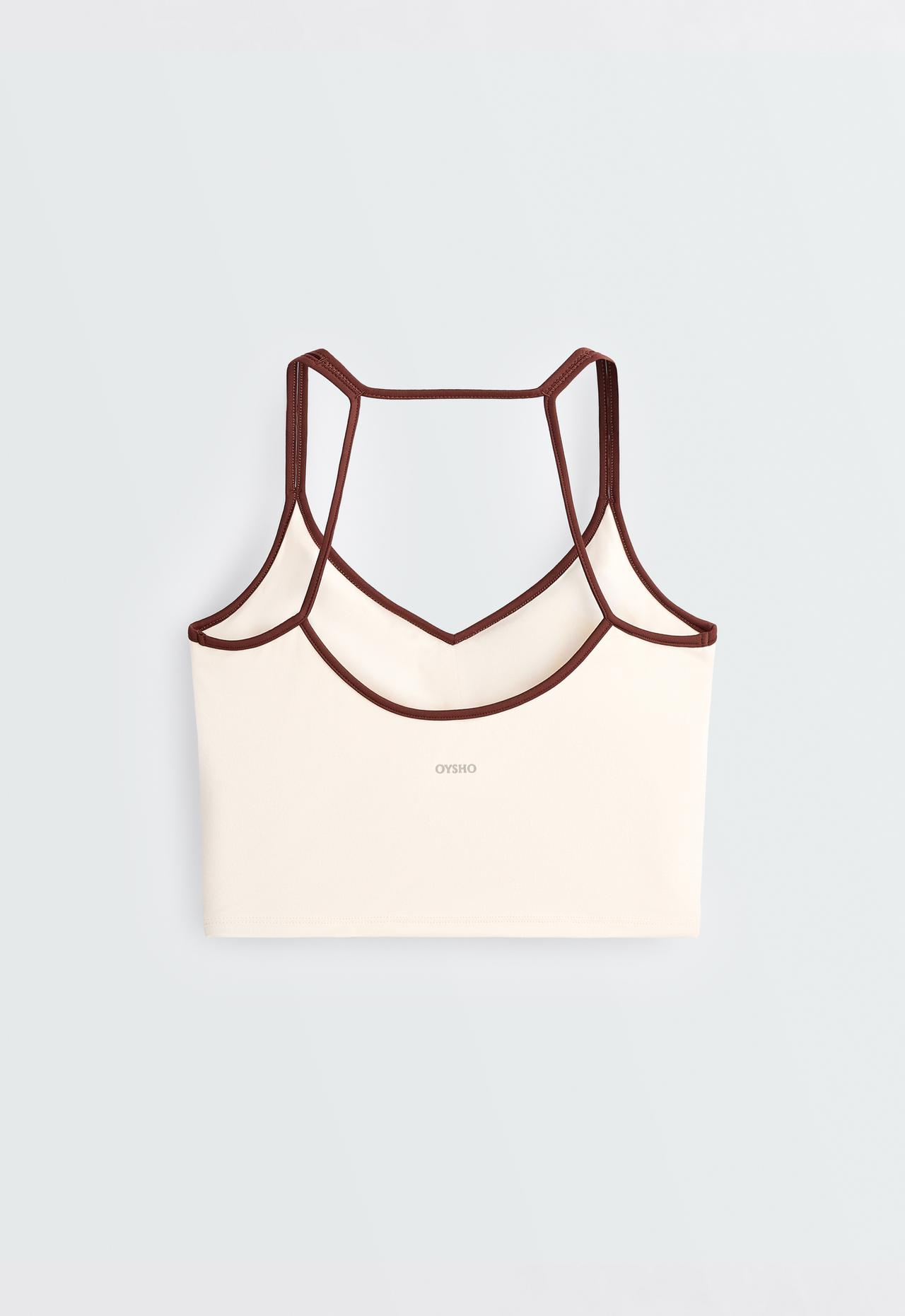Comfortlux strap tank top with contrasting detail — PALE ECRU