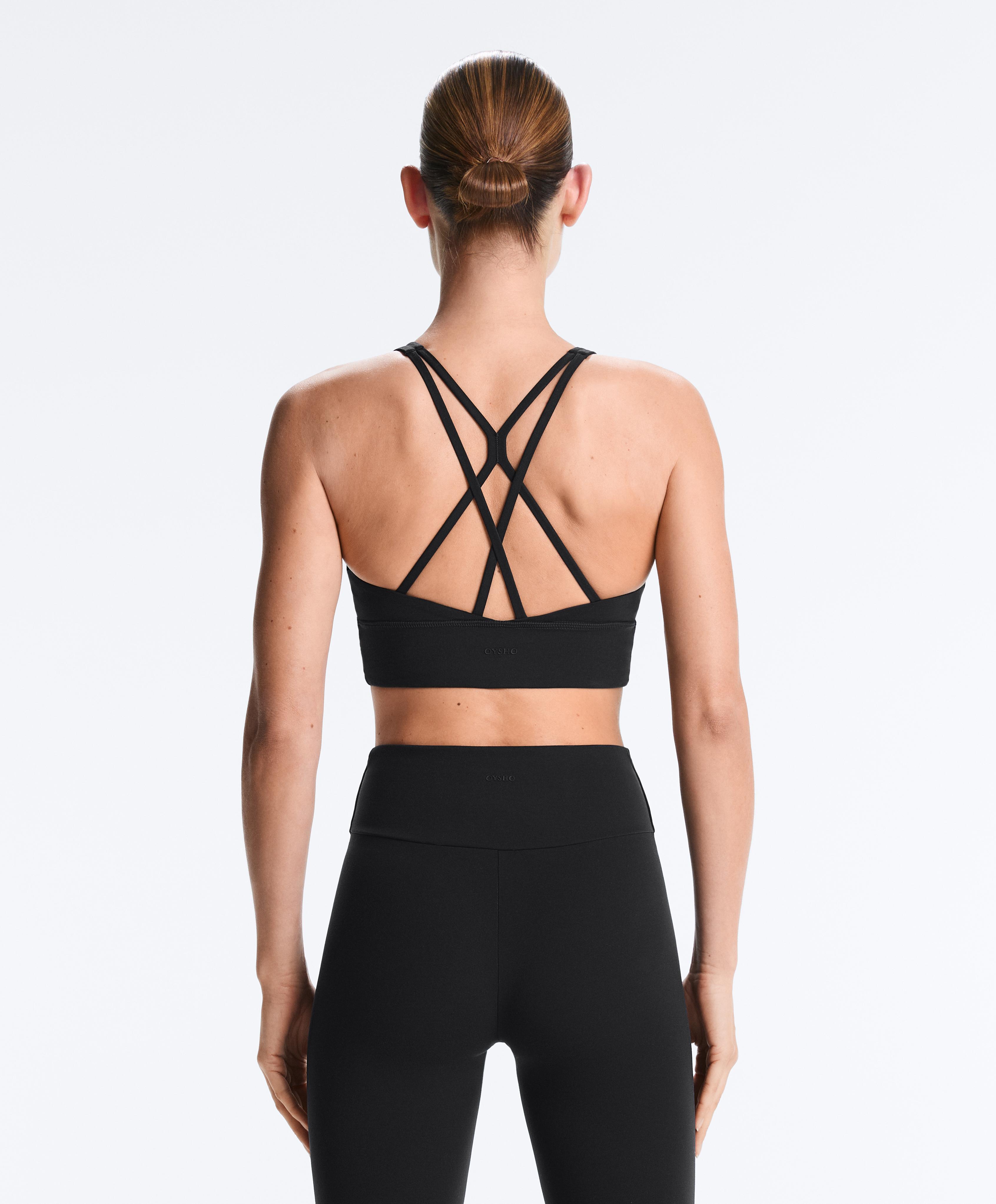 Medium-support Comfortlux sports bra with cups — BLACK