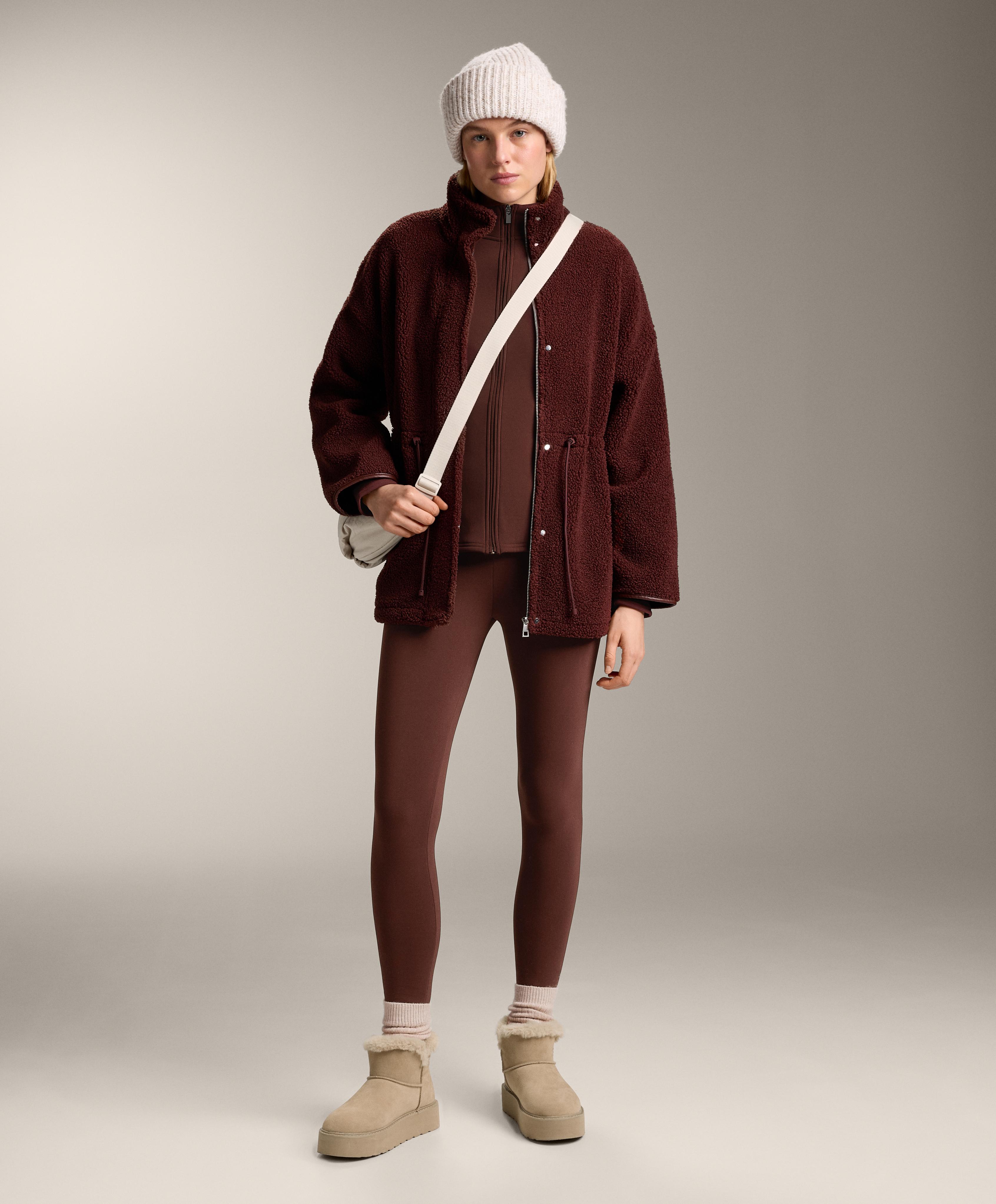 Super-extra-warm seamless 70cm high-rise ankle-length leggings — BURGUNDY
