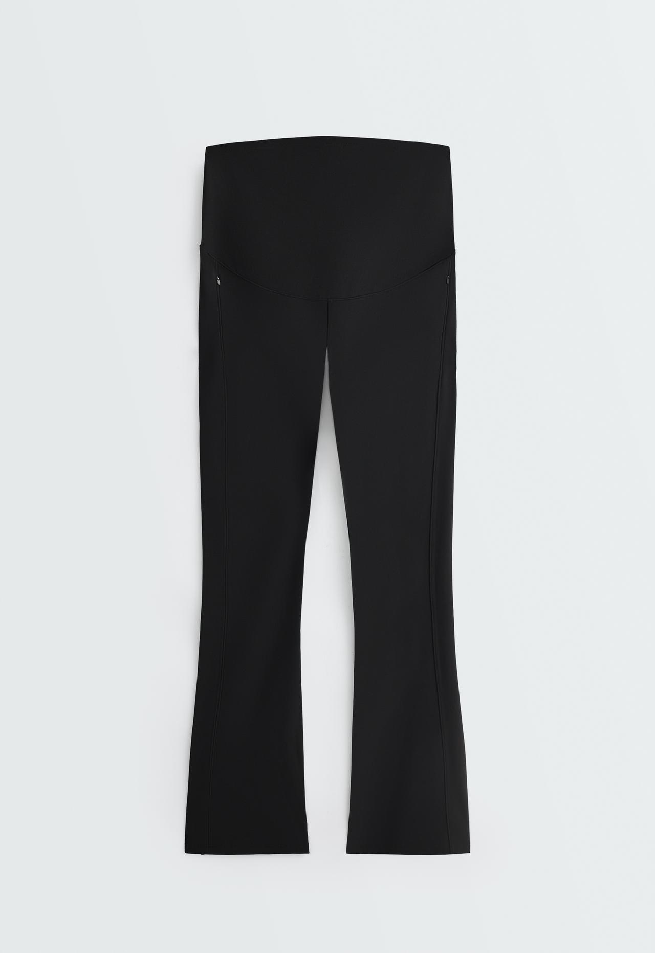 Warm maternity Flare trousers with zips — BLACK