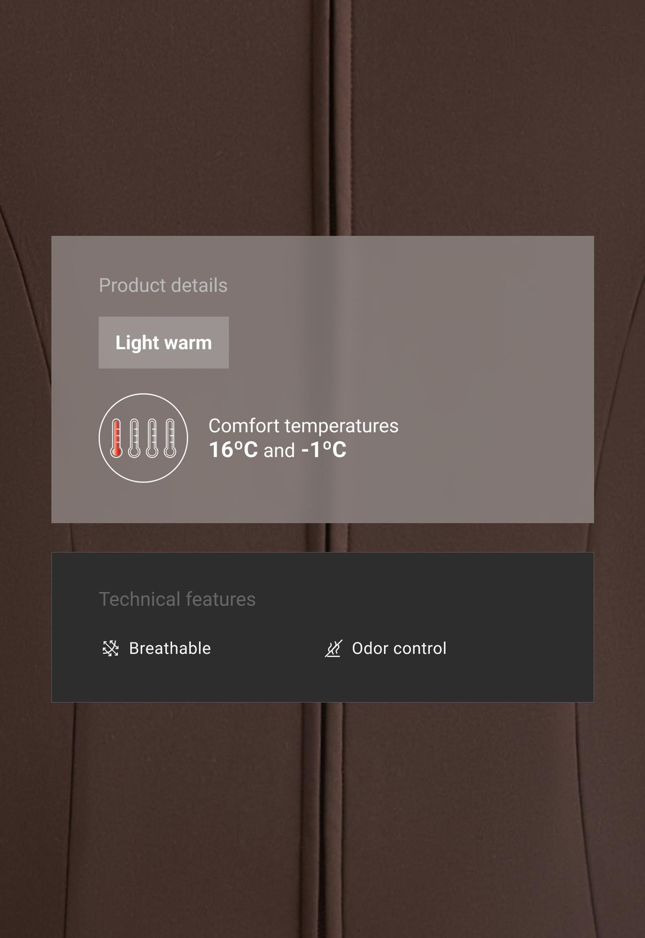 Short light warm technical jacket — DARK REDDISH‑BROWN