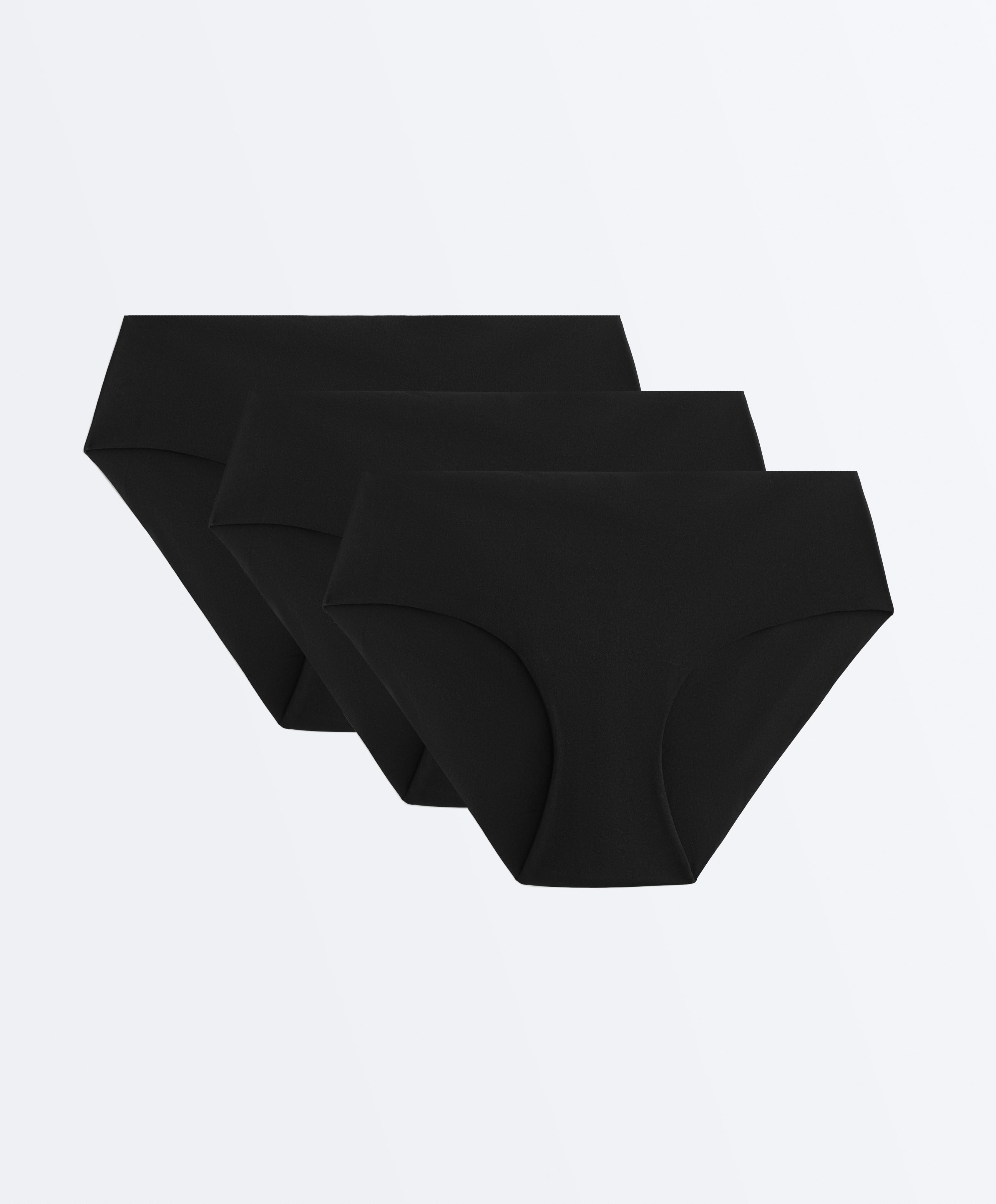 3 invisible polyamide blend classic briefs — BLACK