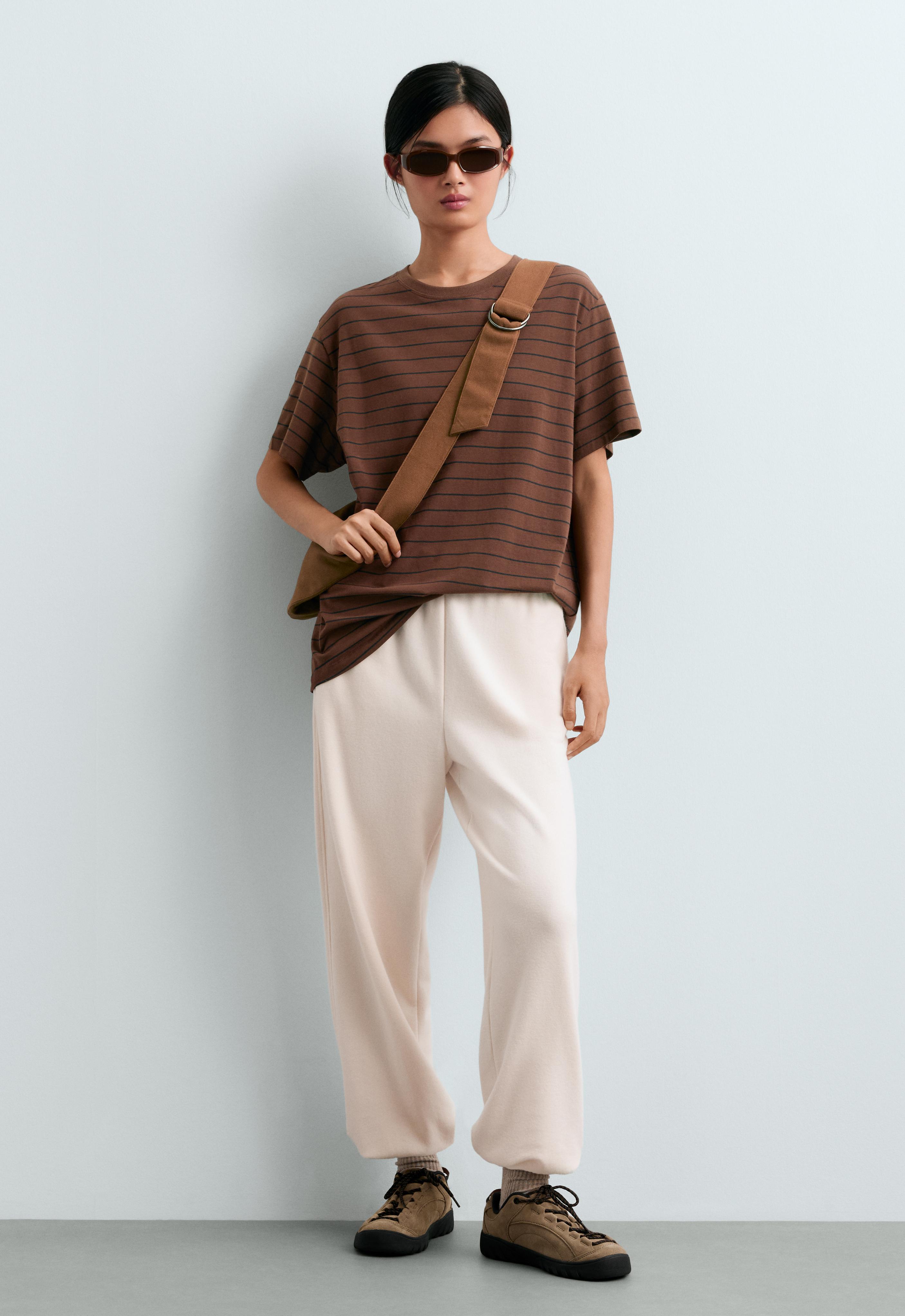 Maglietta oversize manica corta misto cotone a righe
