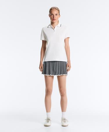 Contrast Piqué Cotton Short-Sleeved Polo Shirt — WHITE  3