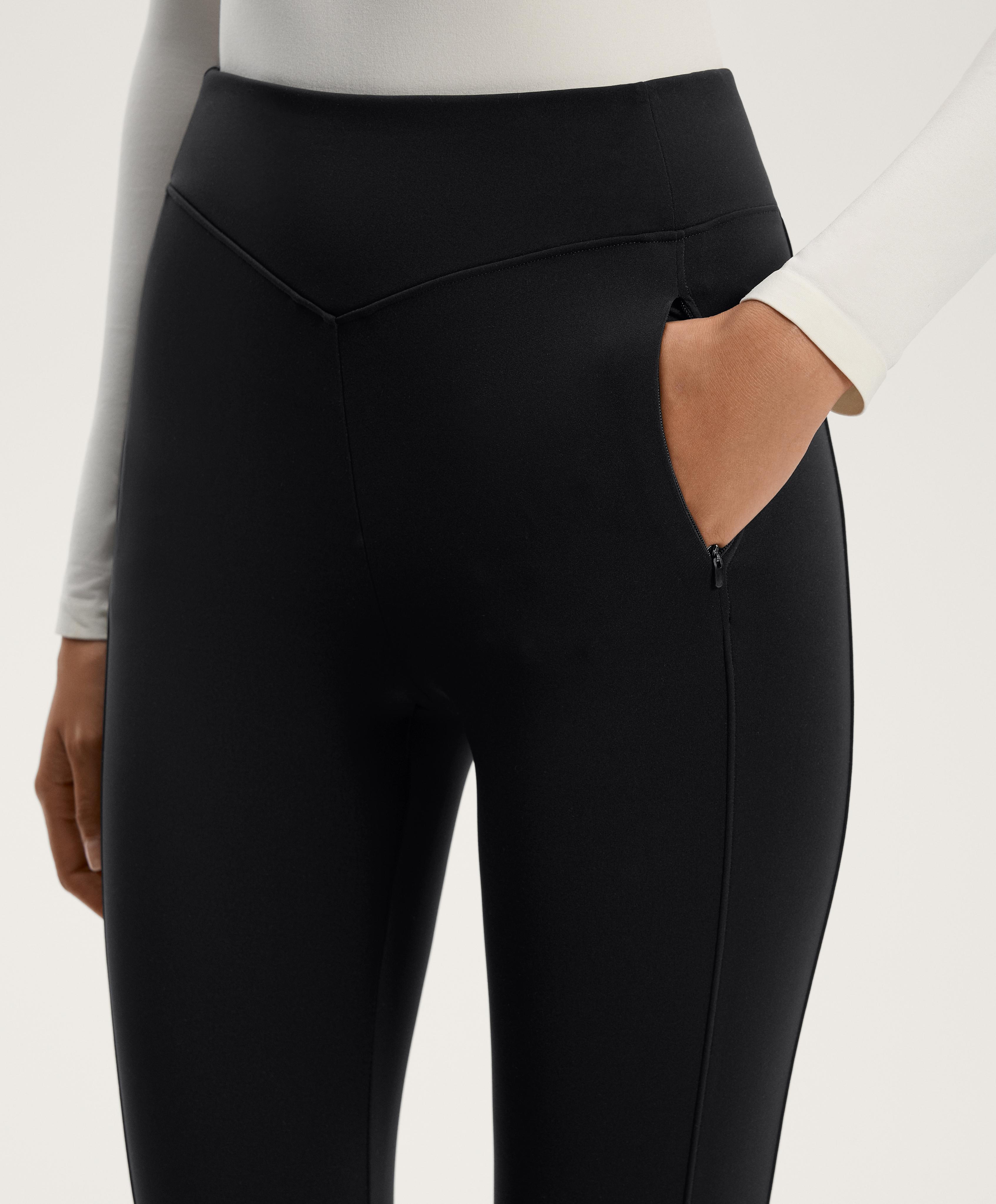 Warm high-rise ankle-length leggings with pockets 70 cm — BLACK